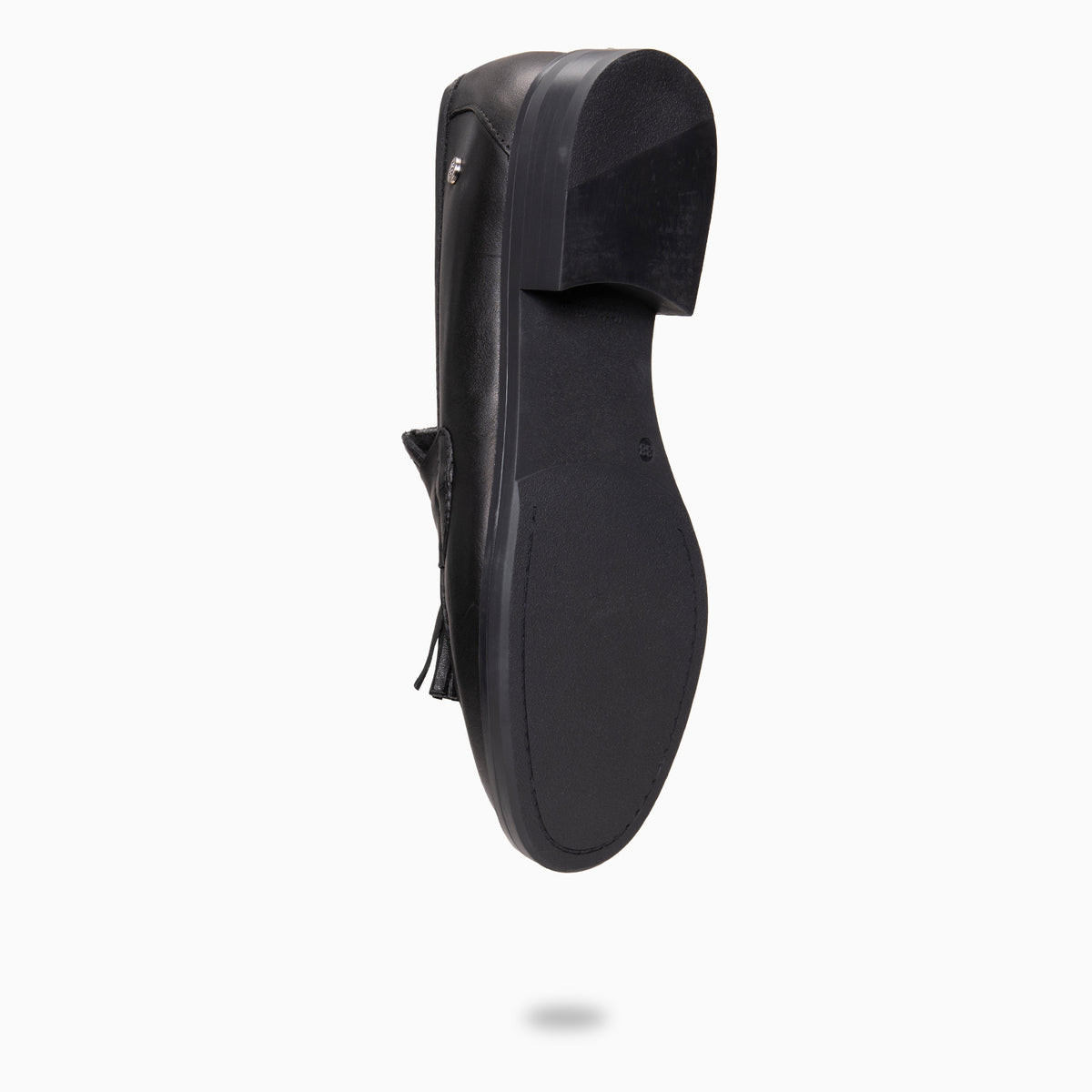 NARA - Mocasín de piel con borlas NEGRO
