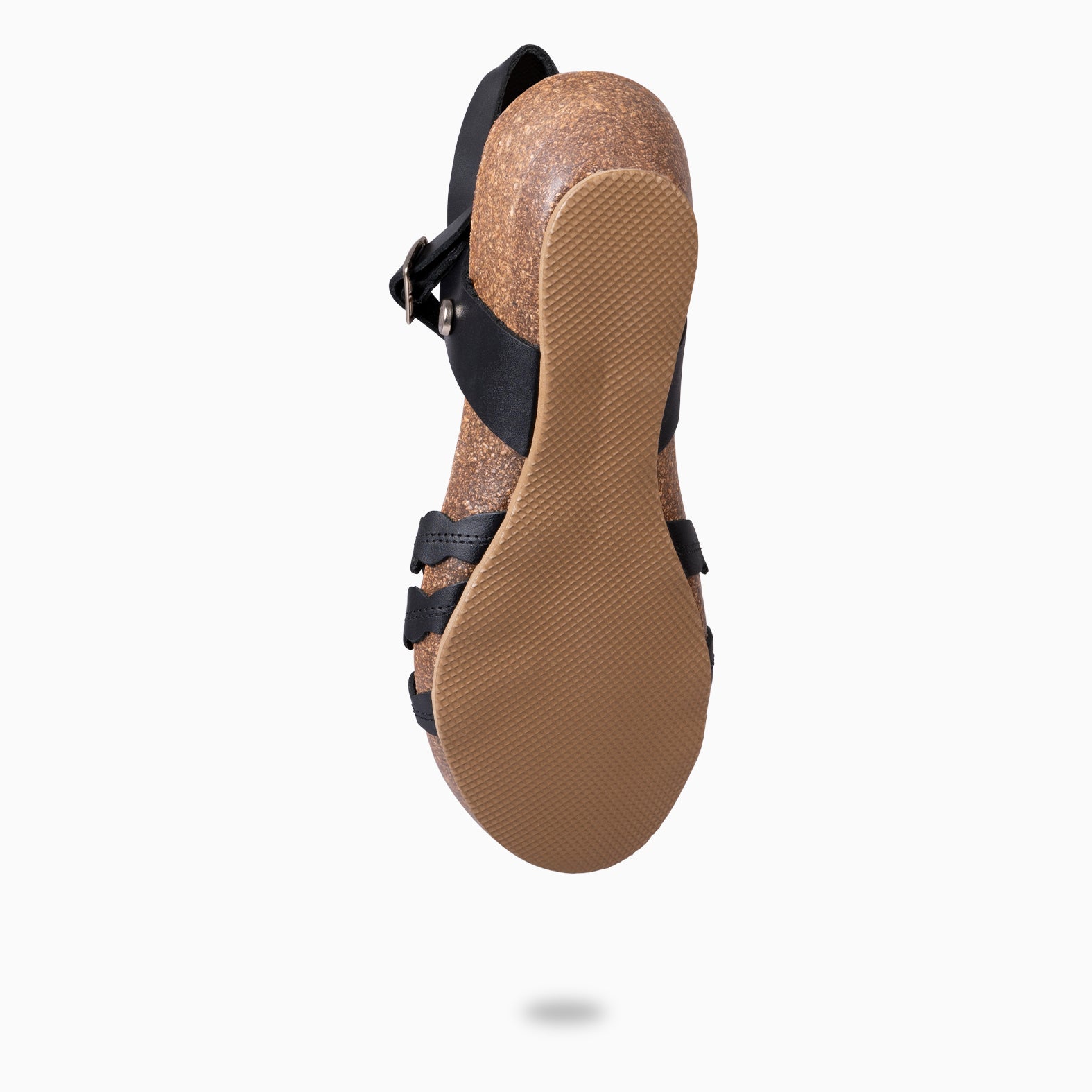 MALTA - BLACK BIO SANDALS WITH LOW WEDGE