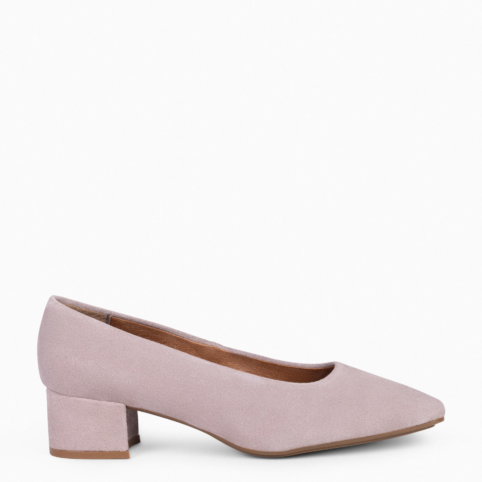 URBAN LADY - Zapatos de tacón bajo de serraje NUDE - miMaO ®