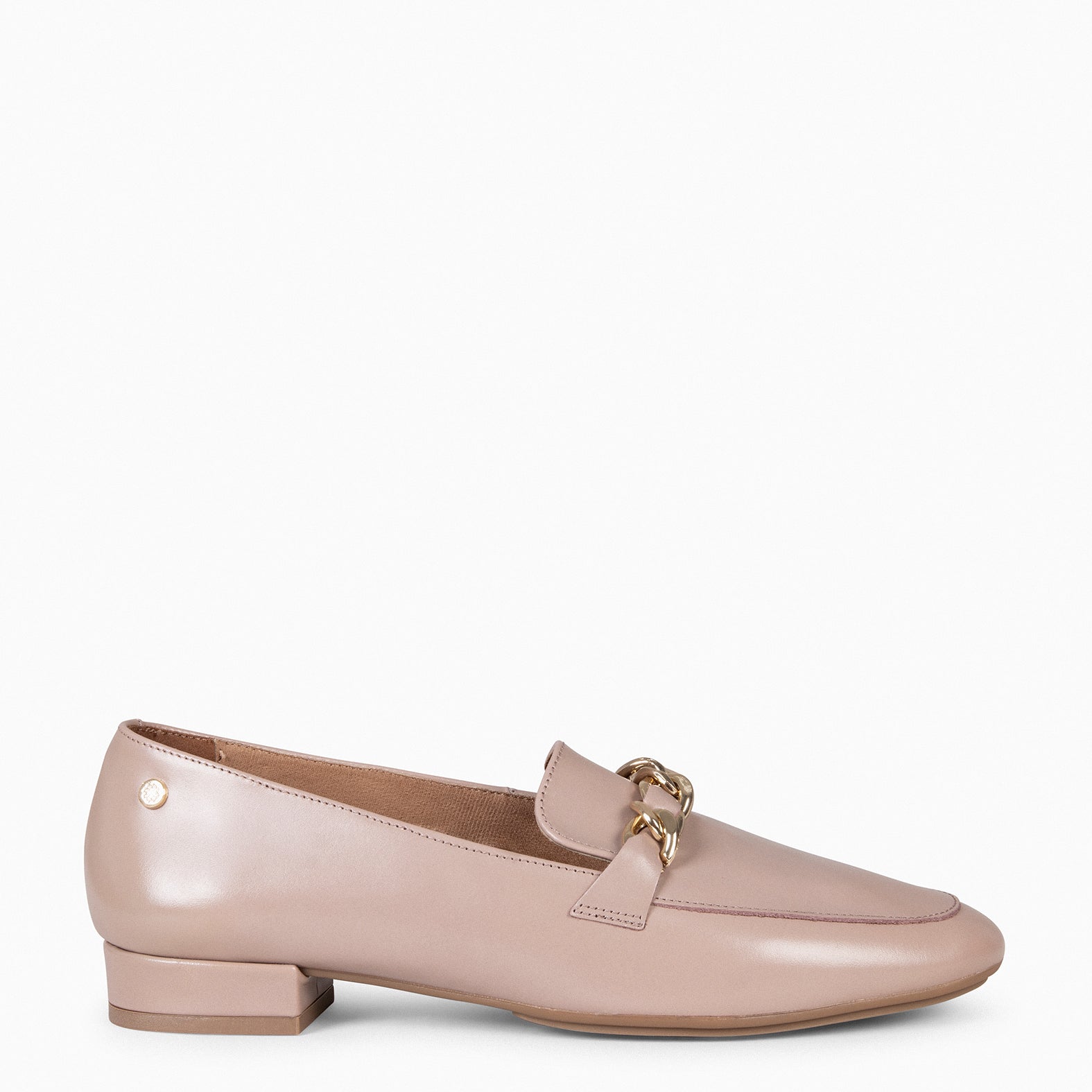 CHAIN – Mocasines planos con adorno metalizado NUDE - miMaO ®
