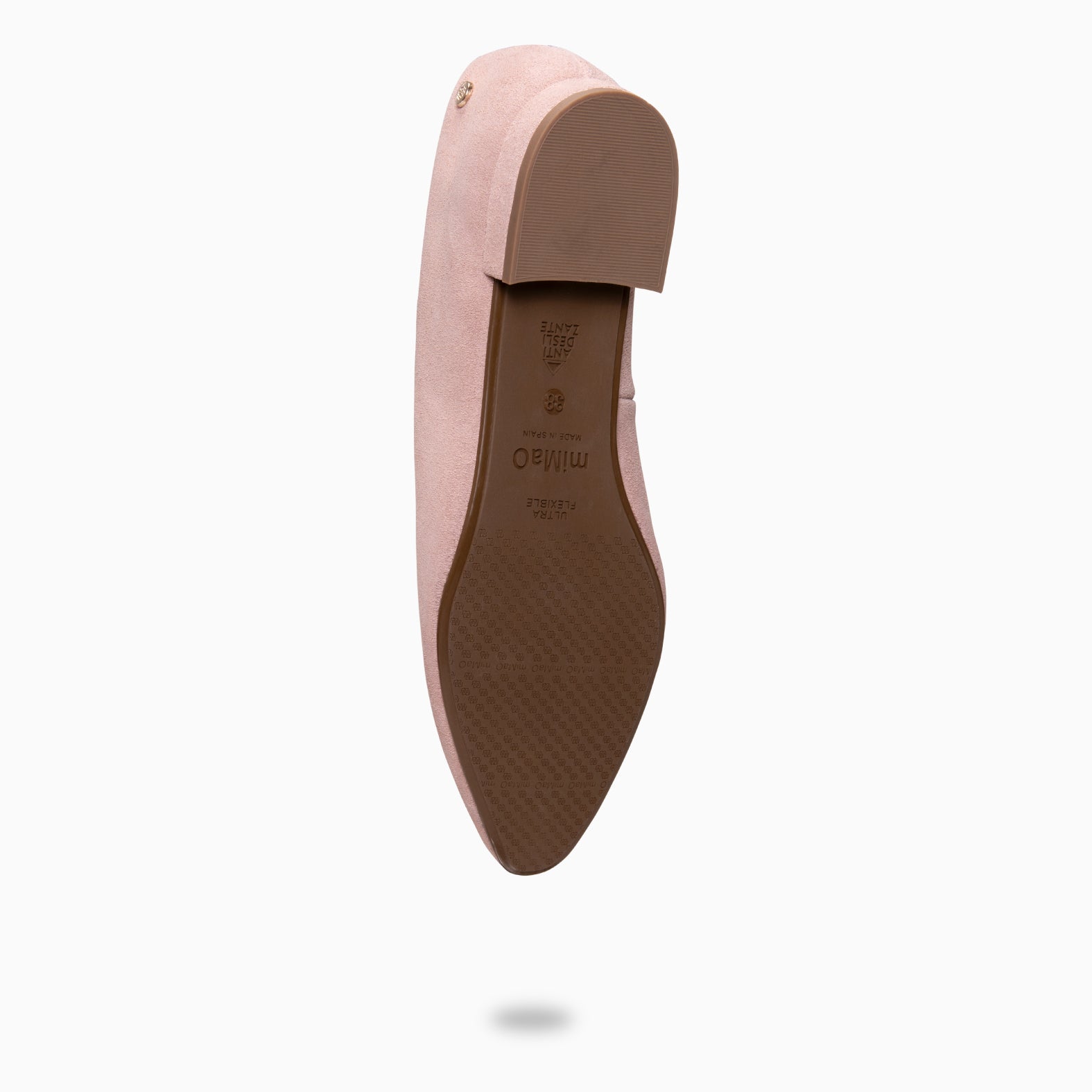 URBAN LACY - Bailarina con tacón bajo en piel de serraje NUDE - miMaO ®