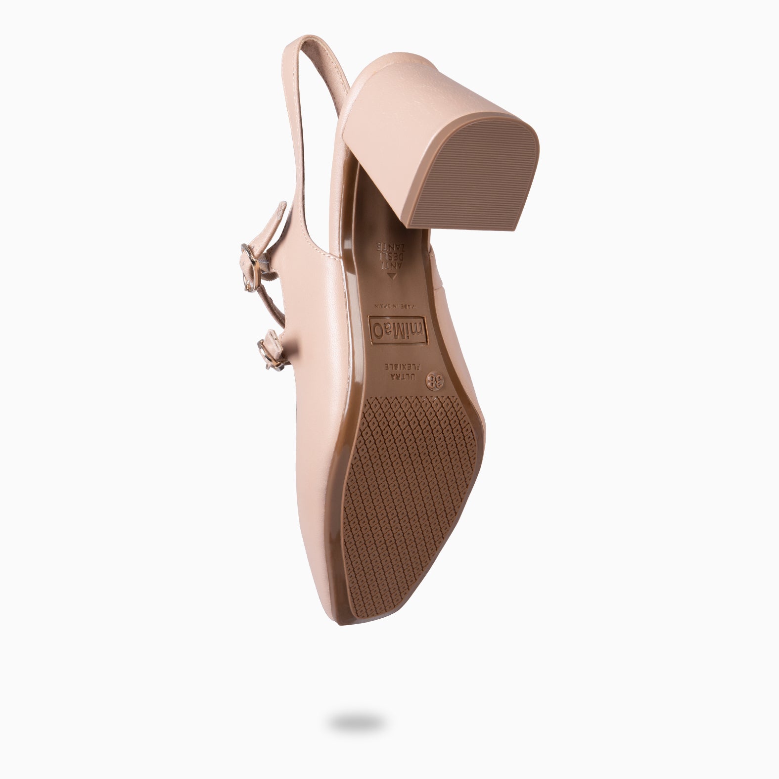 NAMIBIA - NUDE WIDE HEEL SLING-BACK SHOES