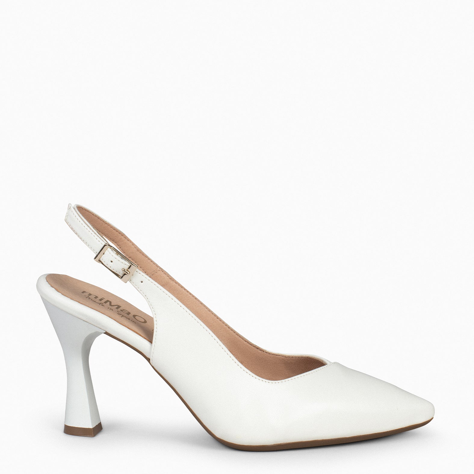 GLAM DESTALONADO – Zapatos de tacón destalonados de napa OFF WHITE - miMaO ®