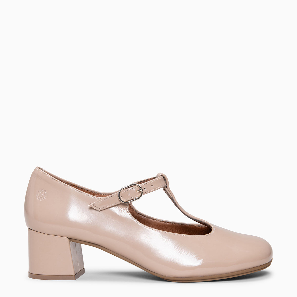 OLAYA - Merceditas de tacón Baresoft de piel de charol NUDE