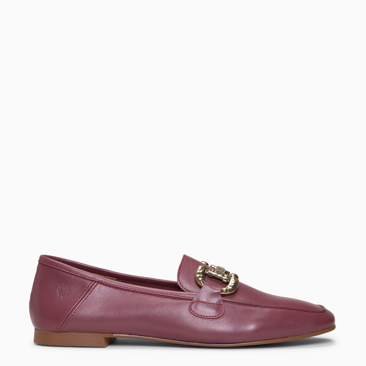 CAROLINE - BURGUNDY leather loafers with decorative detail