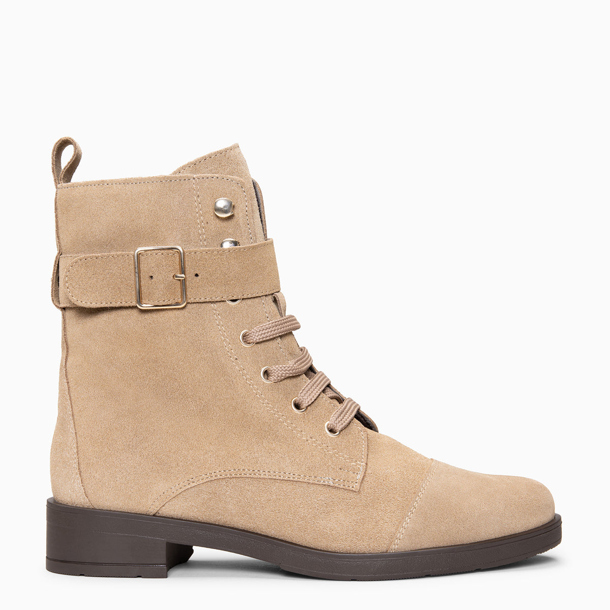 BELFAST - BEIGE Suede leather women casual booties