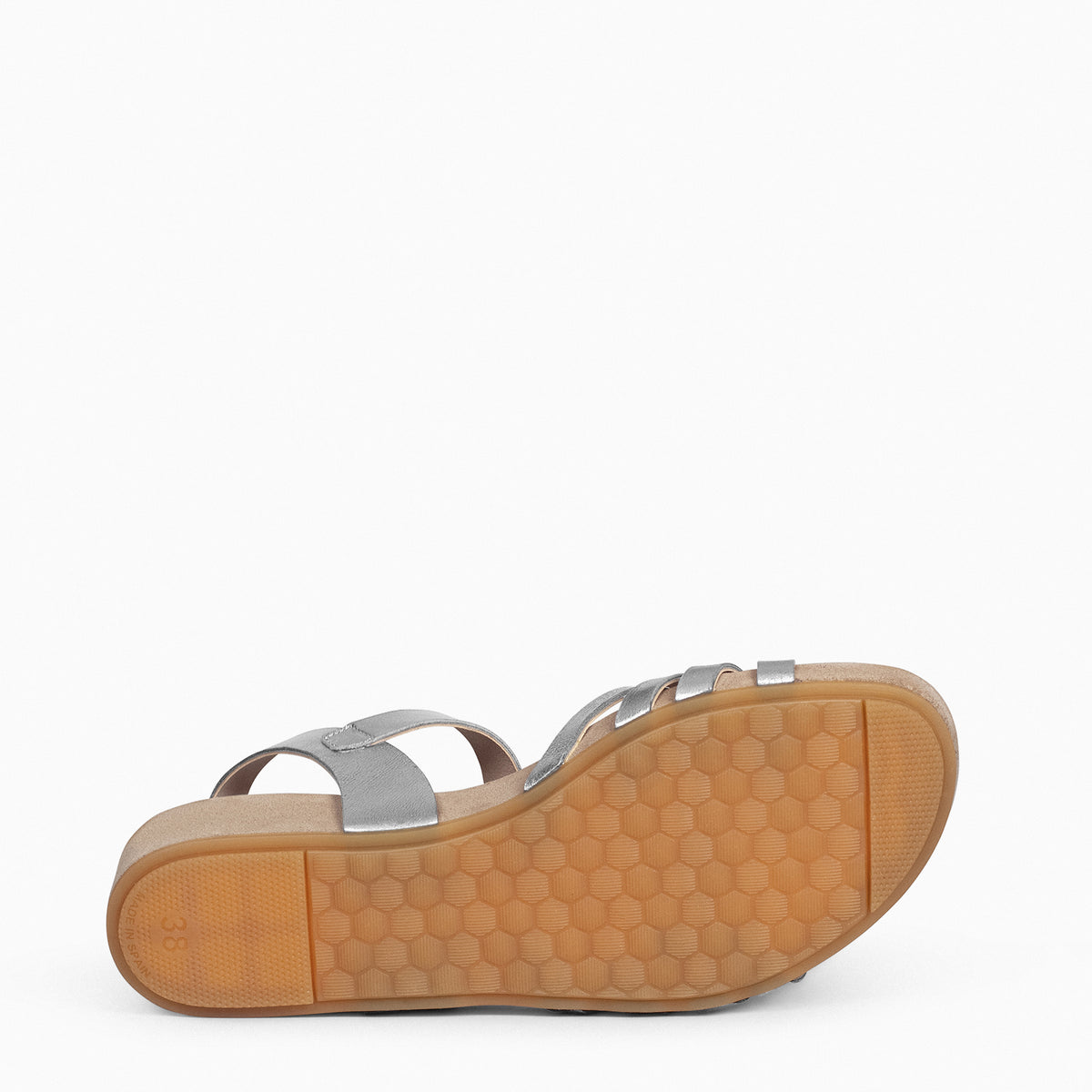 MESINA - Sandalias de cuña y tiras metalizadas PLATA