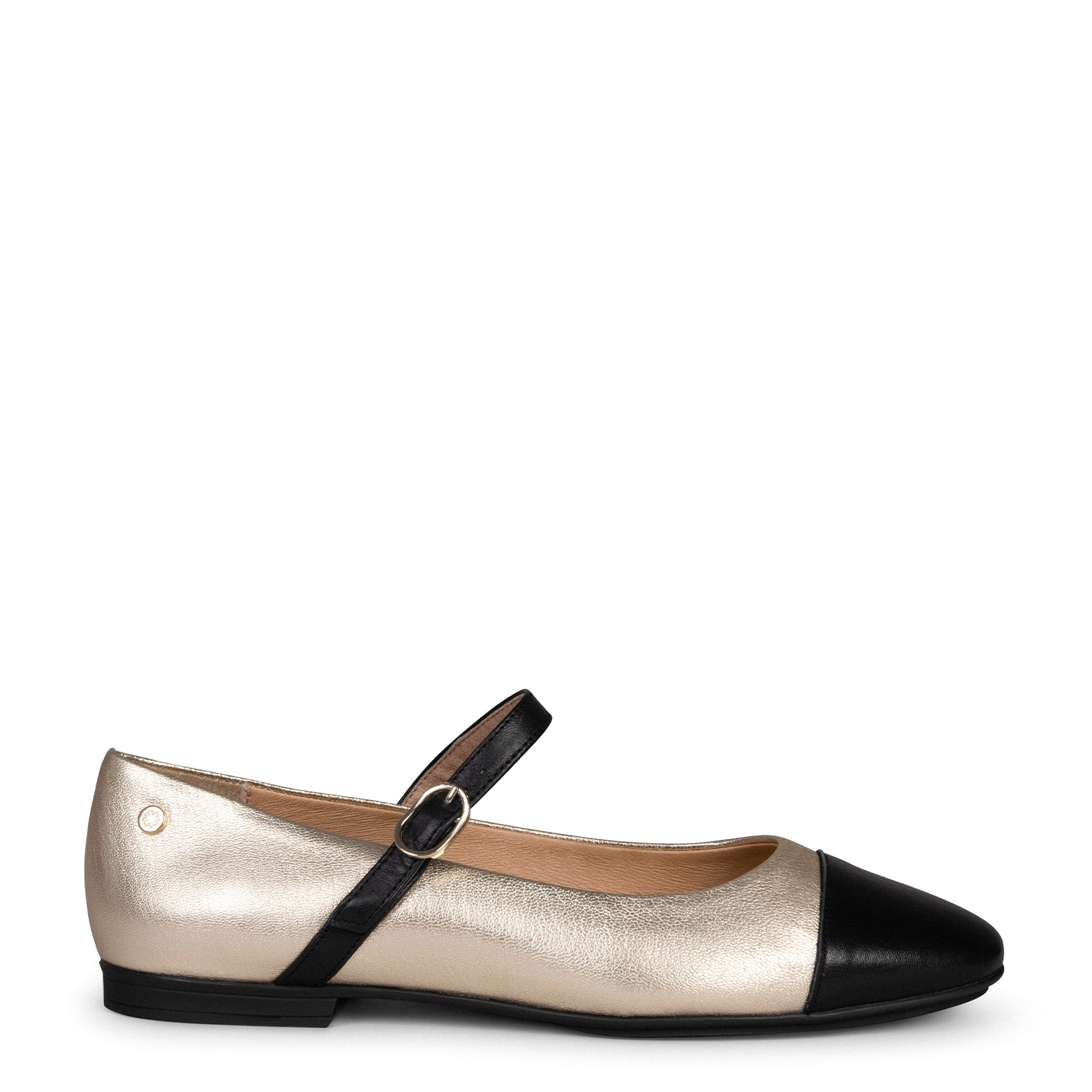 MORGANE - GOLDEN FLAT SHOES WITH BUCKLE
