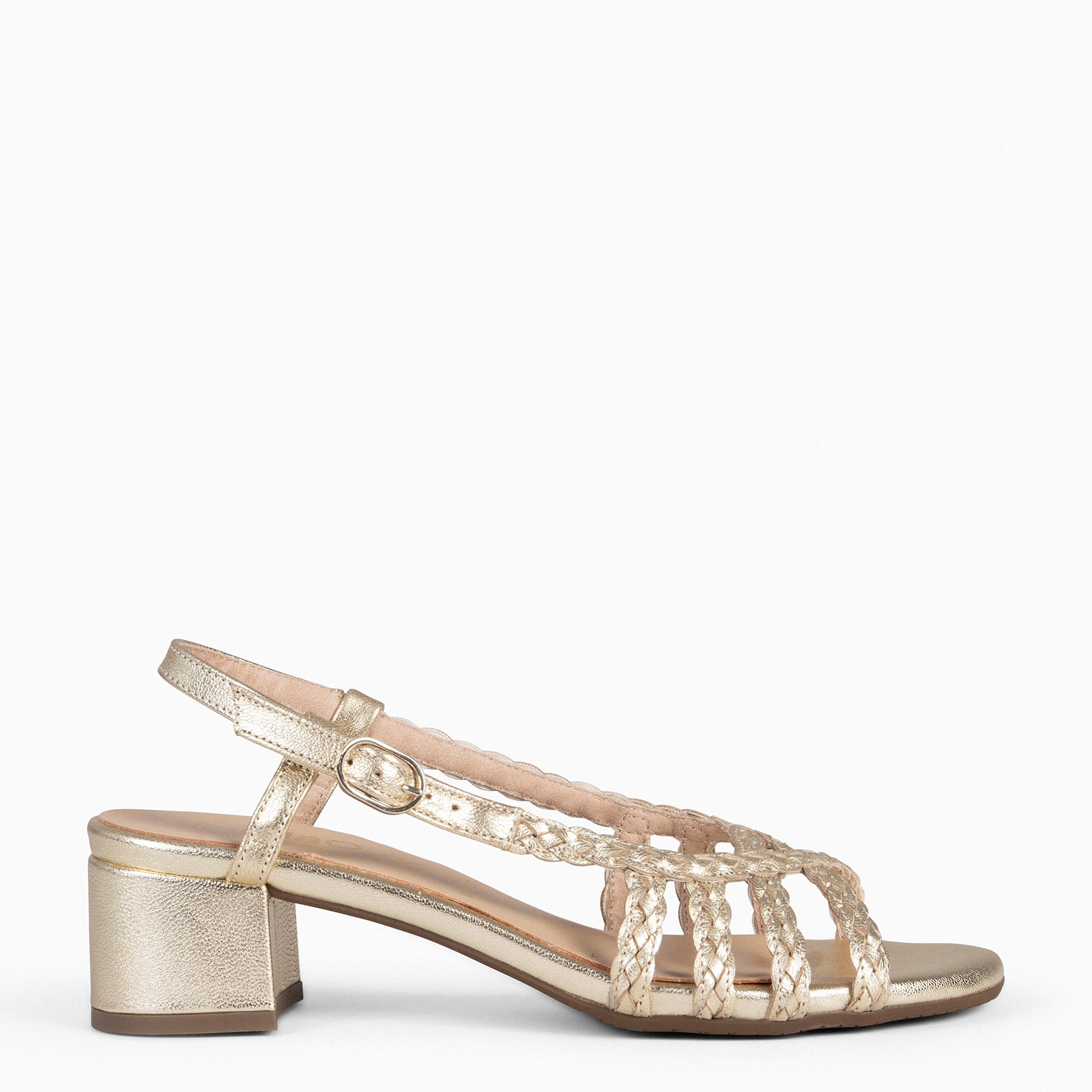 LINA - Sandalias de tacón ancho PLATINO - miMaO ®