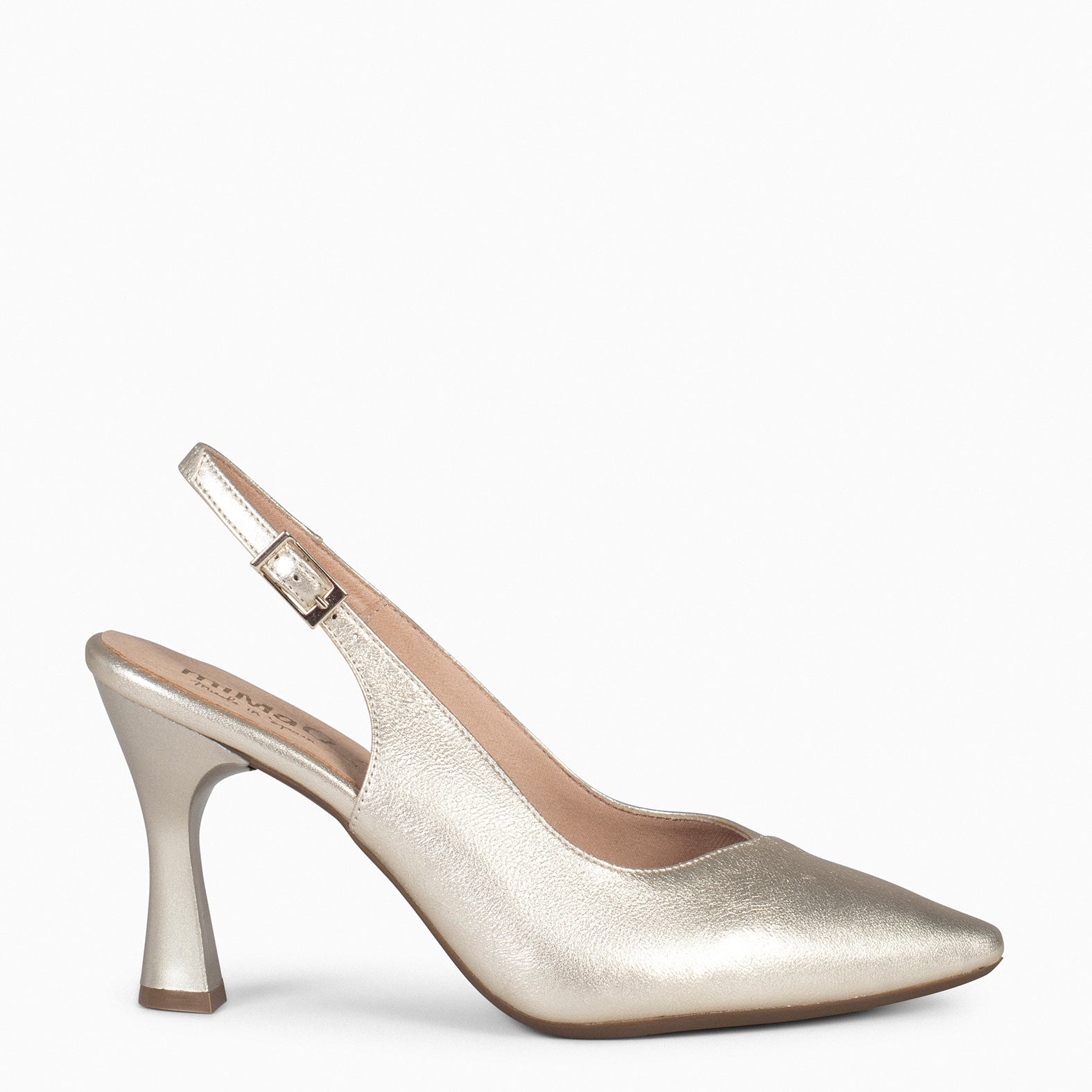 GLAM DESTALONADO – Zapatos de tacón destalonados de napa PLATINO - miMaO ®