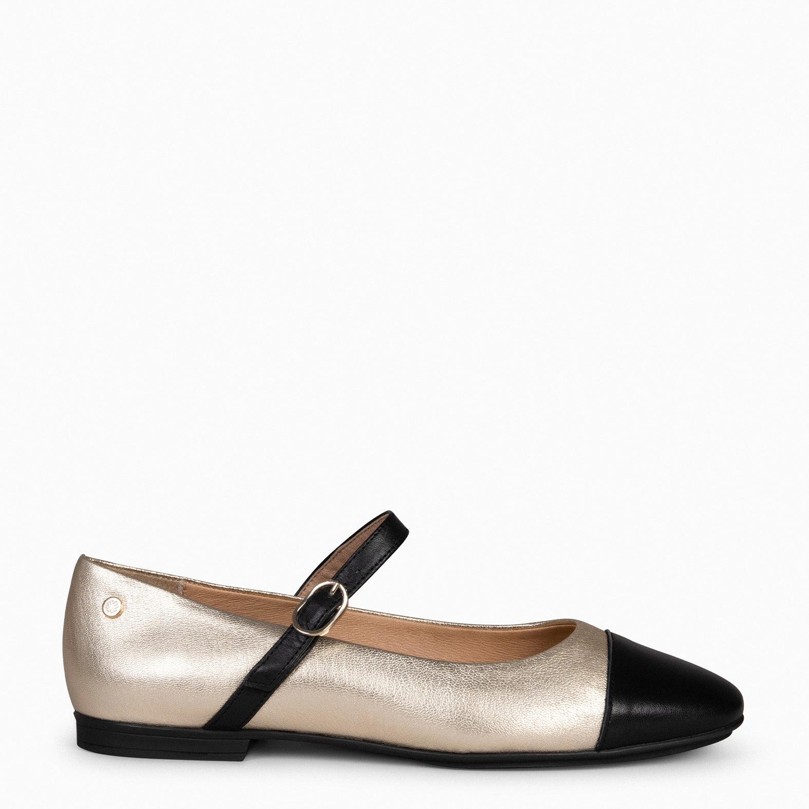 MORGANE - GOLDEN FLAT SHOES WITH BUCKLE