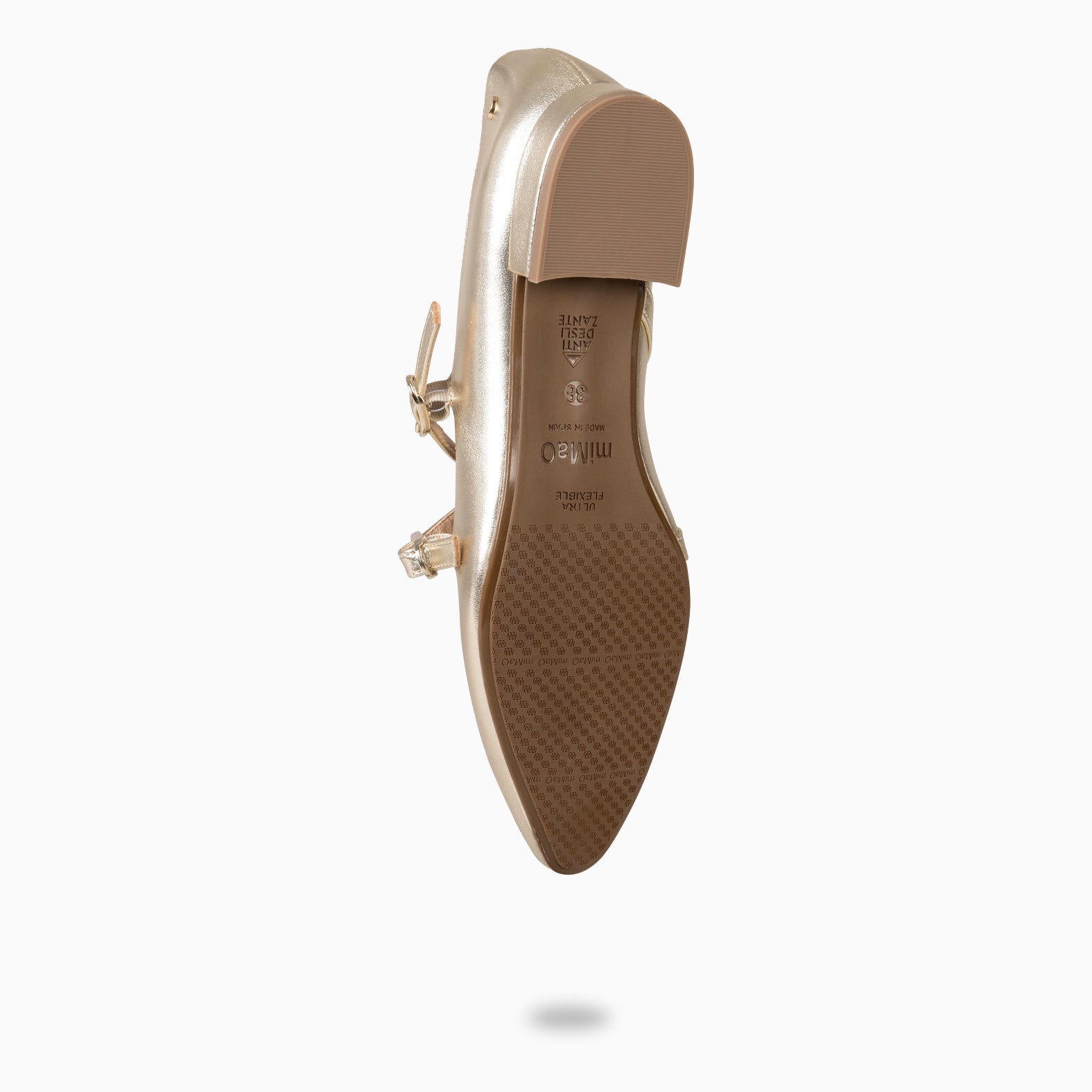TERESA - Mercedita de tacón bajo con tiras cruzadas PLATINO - miMaO ®