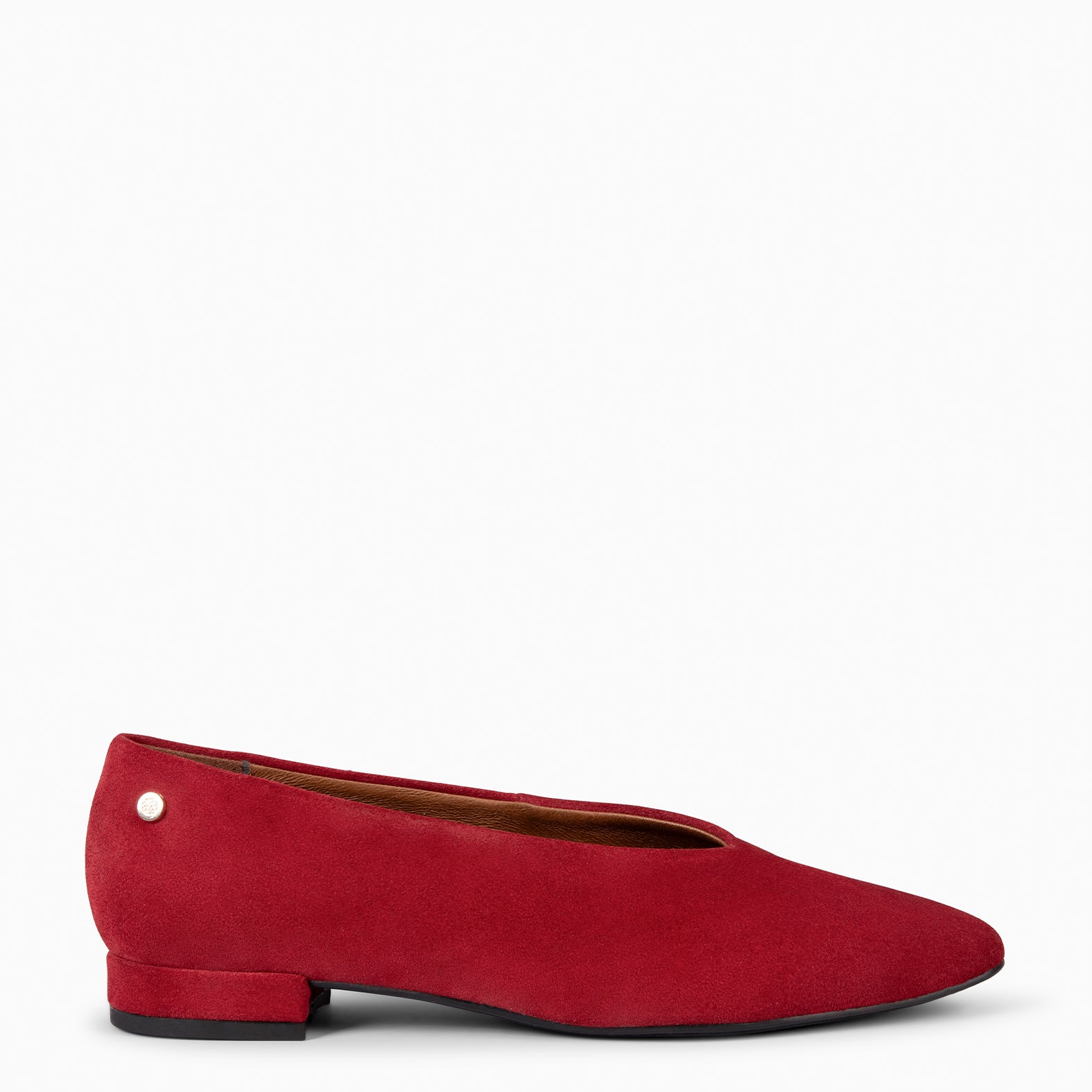 URBAN LACY - Bailarina con tacón bajo en piel de serraje ROJO - miMaO ®