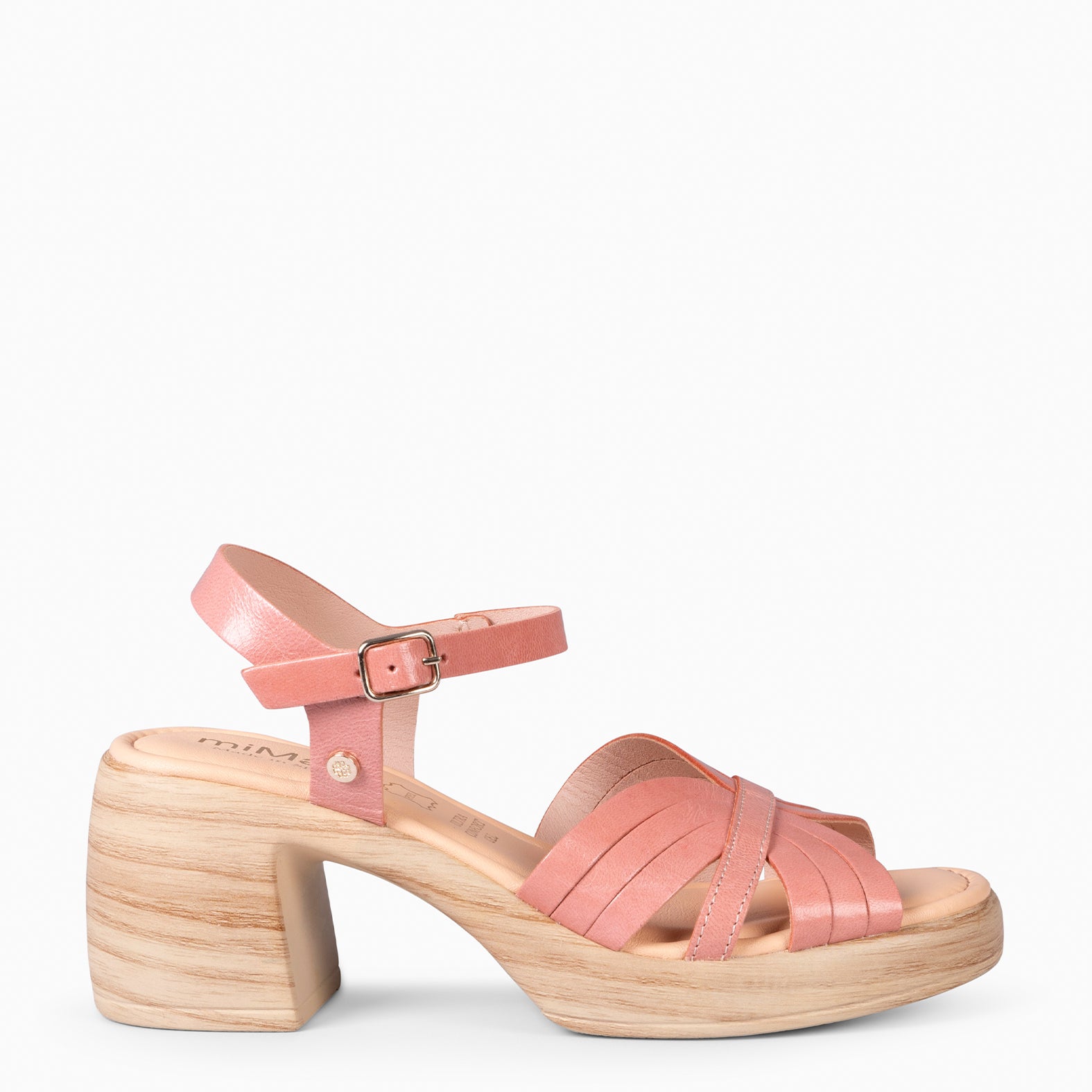 LANCY - PALE PINK CASUAL SANDALS WITH BLOCK HEEL