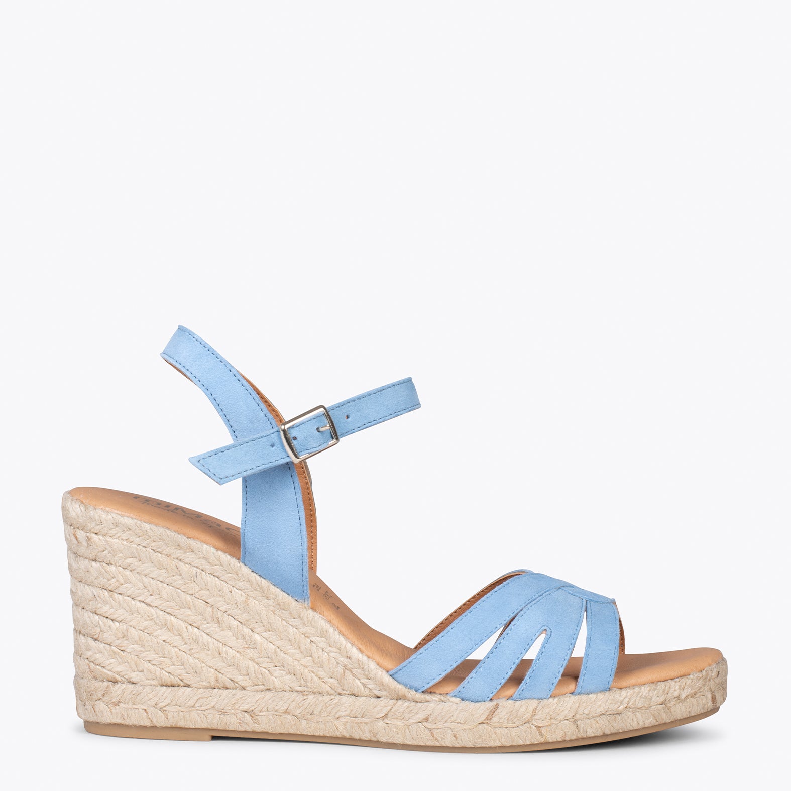 OYAMBRE - Sandalias con cuña de esparto Cangrejera AZUL