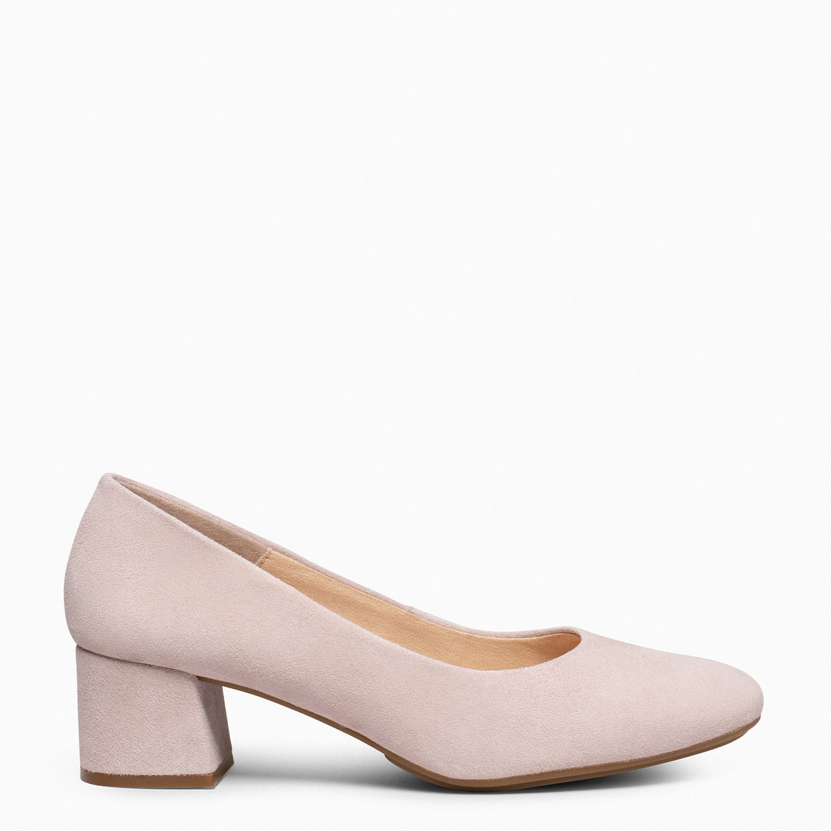 URBAN REDONDO – Zapatos de tacón bajo de ante NUDE