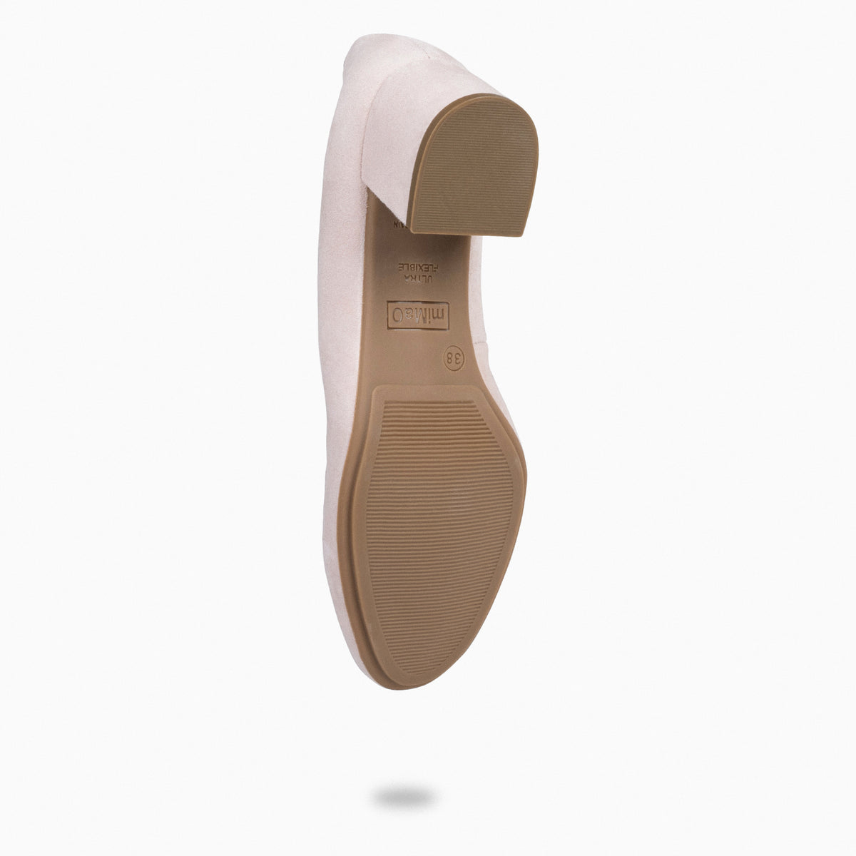 URBAN REDONDO – Zapatos de tacón bajo de ante NUDE