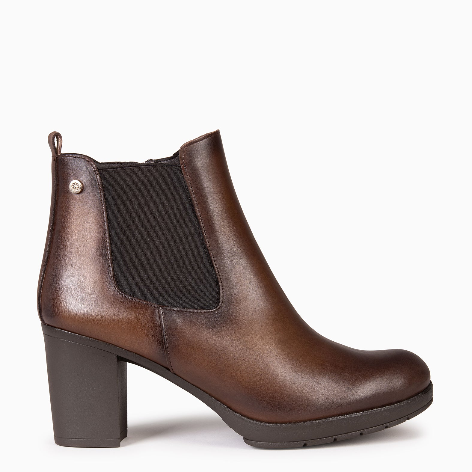 SABRINA – Botin de tacón alto con elástico lateral CAMEL - miMaO ®