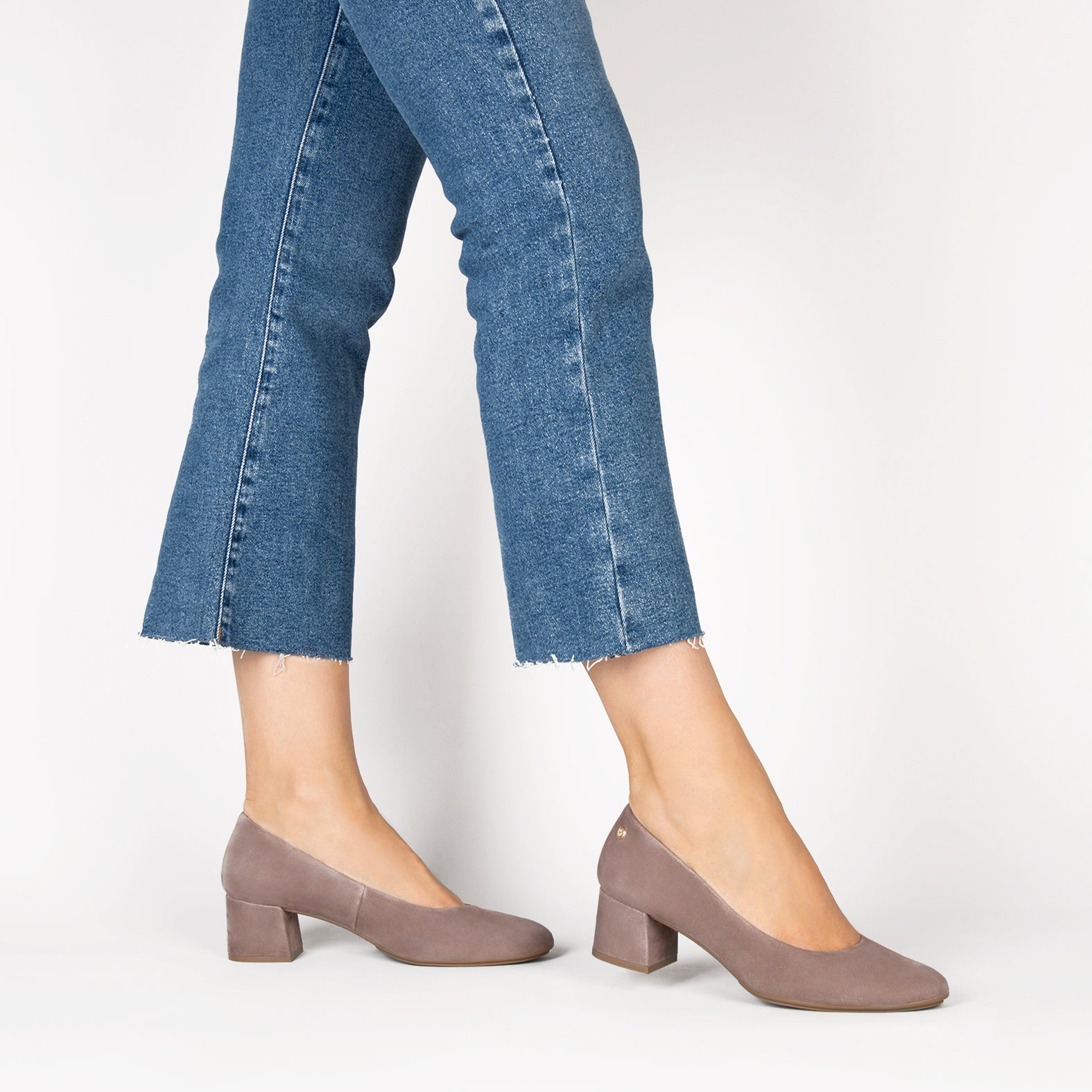 URBAN REDONDO - Zapatos de tacón bajo de ante en TAUPE - miMaO ®