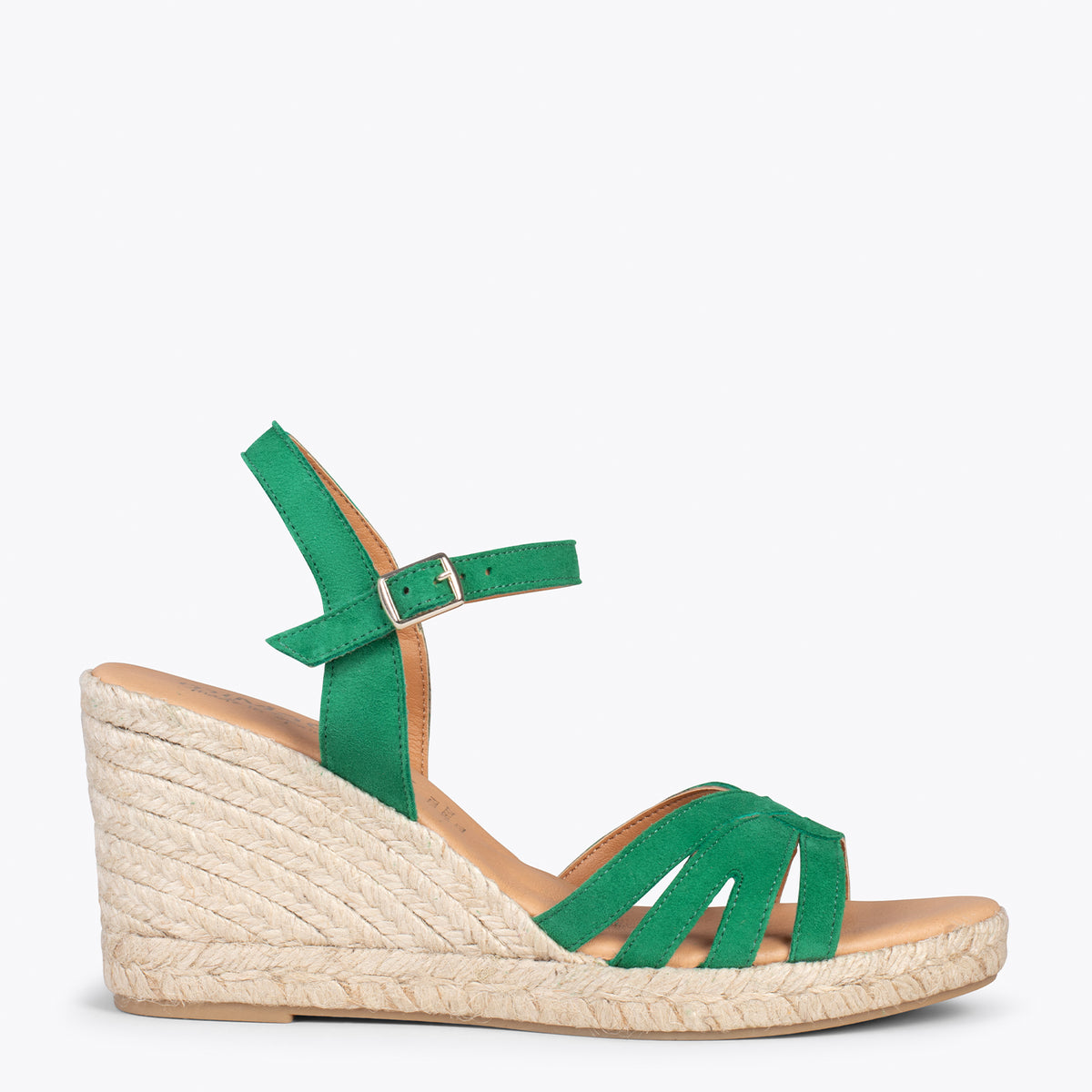 OYAMBRE - Sandalias con cuña de esparto Cangrejera VERDE