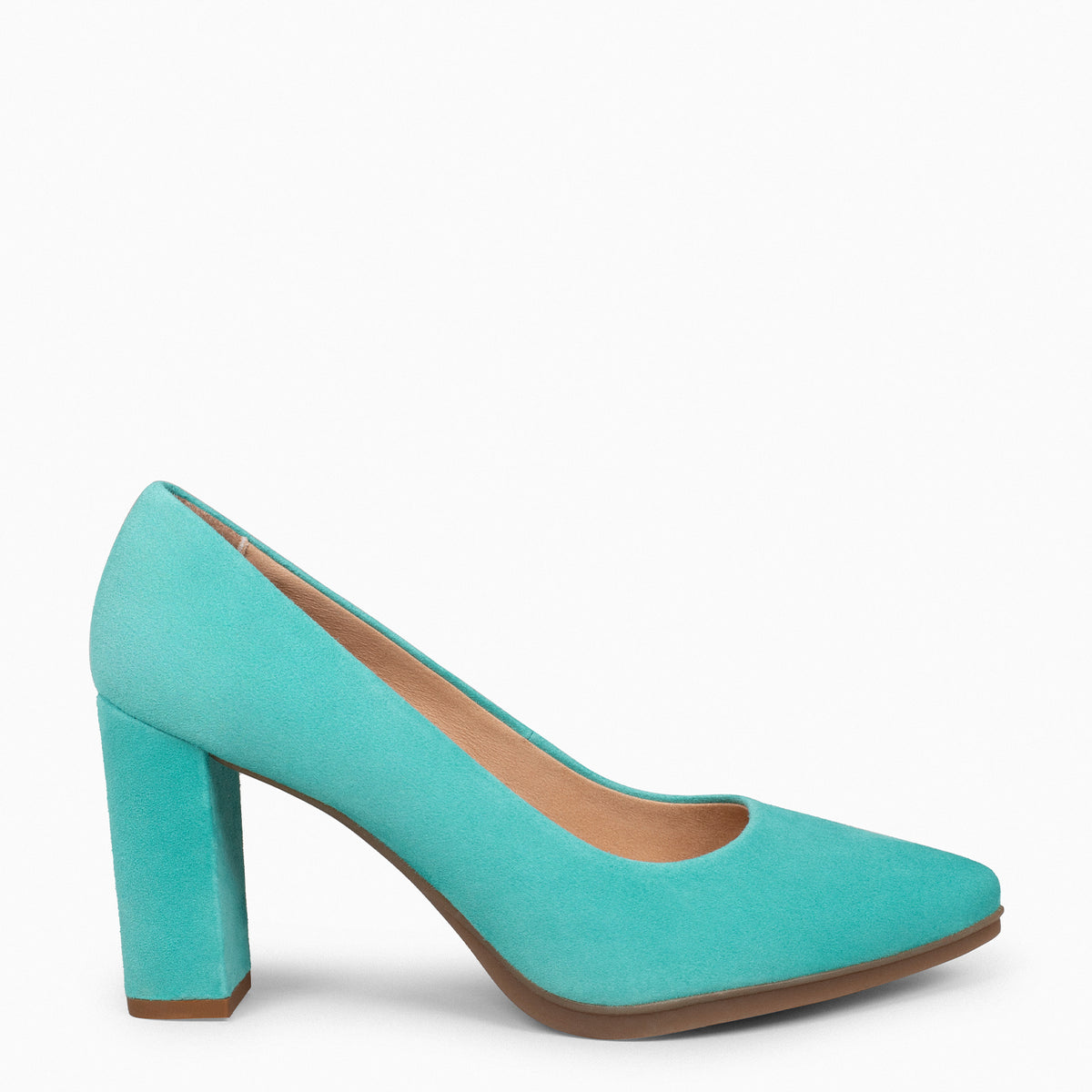 URBAN – Zapatos de tacón alto de ante TURQUESA