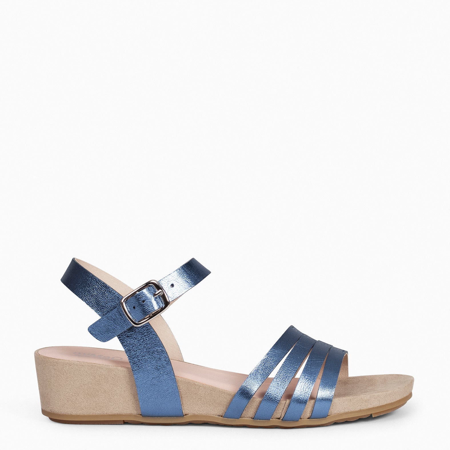 MESINA - Sandalias de cuña y tiras metalizadas AZUL