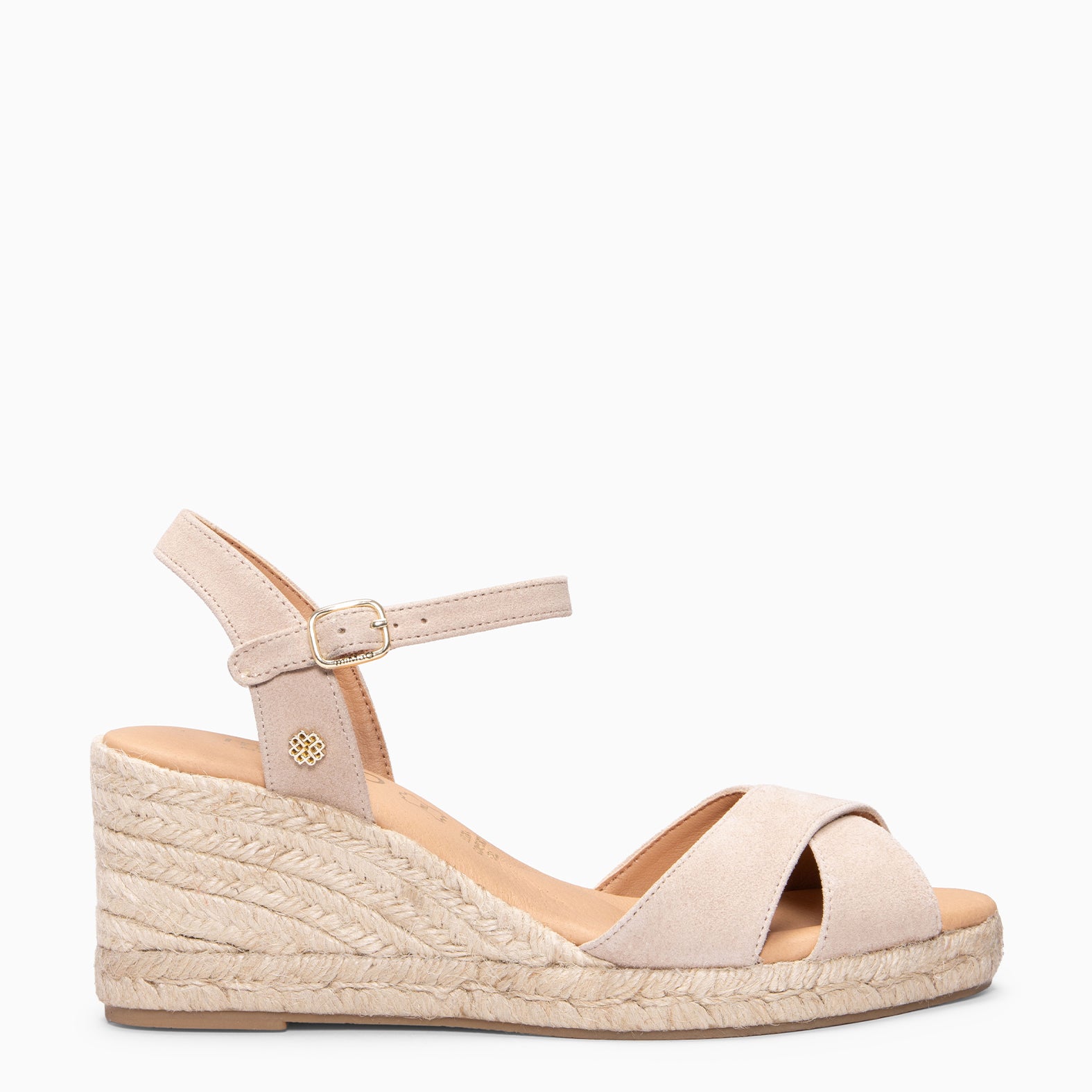 CALPE - Cuñas de Esparto artesanal con tiras y hebilla BEIGE