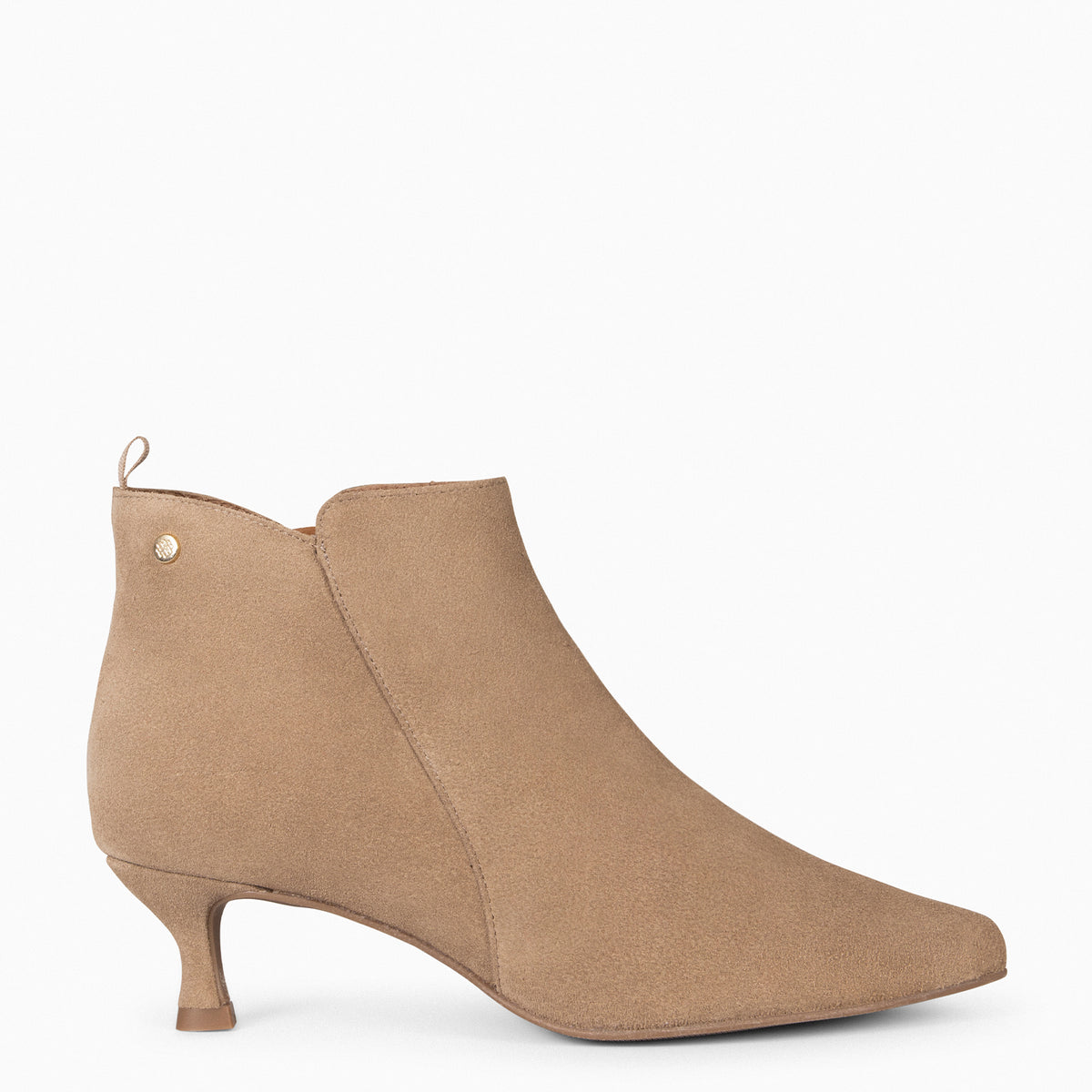 ROYAL SUEDE – BEIGE Low heel booties