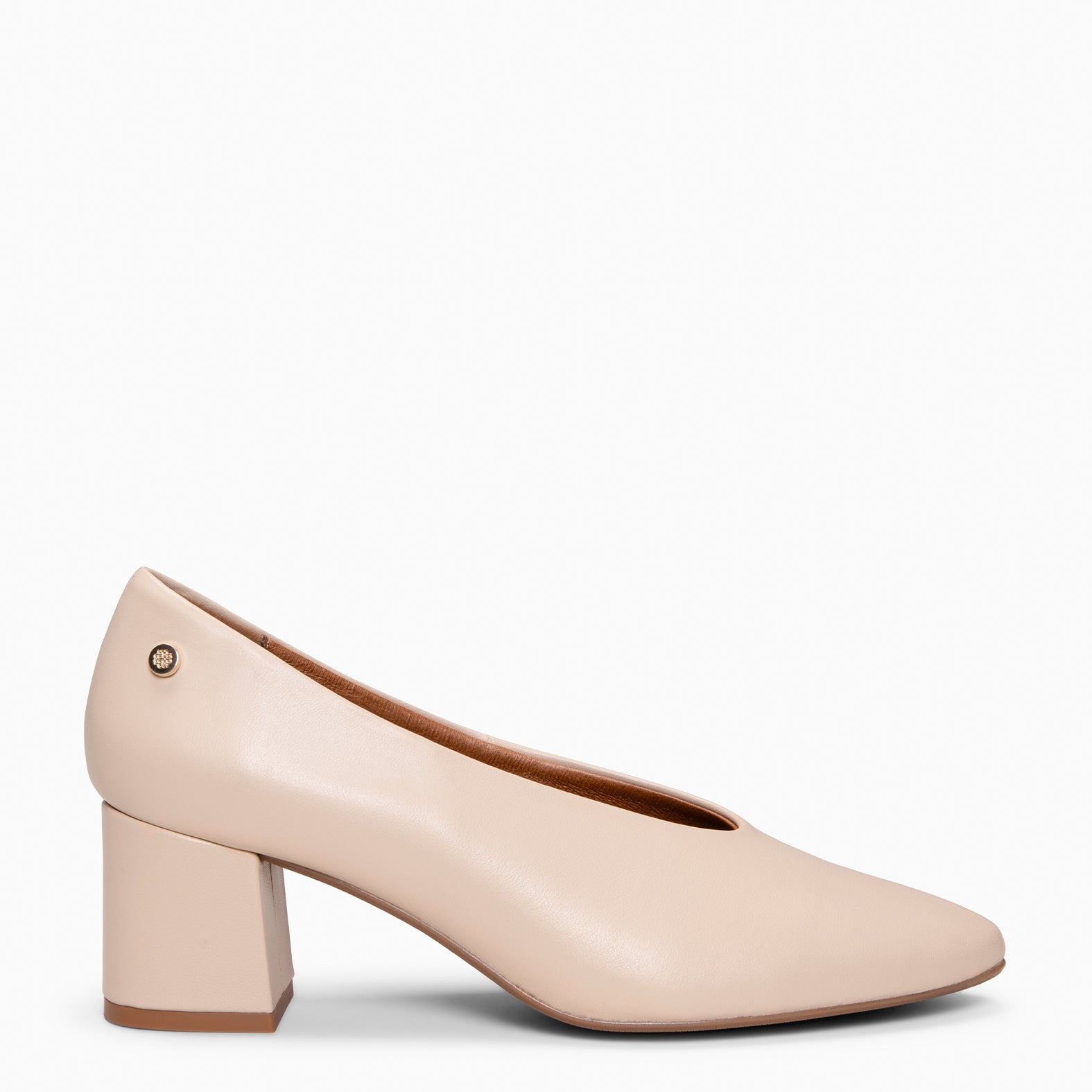 URBAN STYLE NAPA - Zapato de tacón ancho en piel BEIGE - miMaO ®