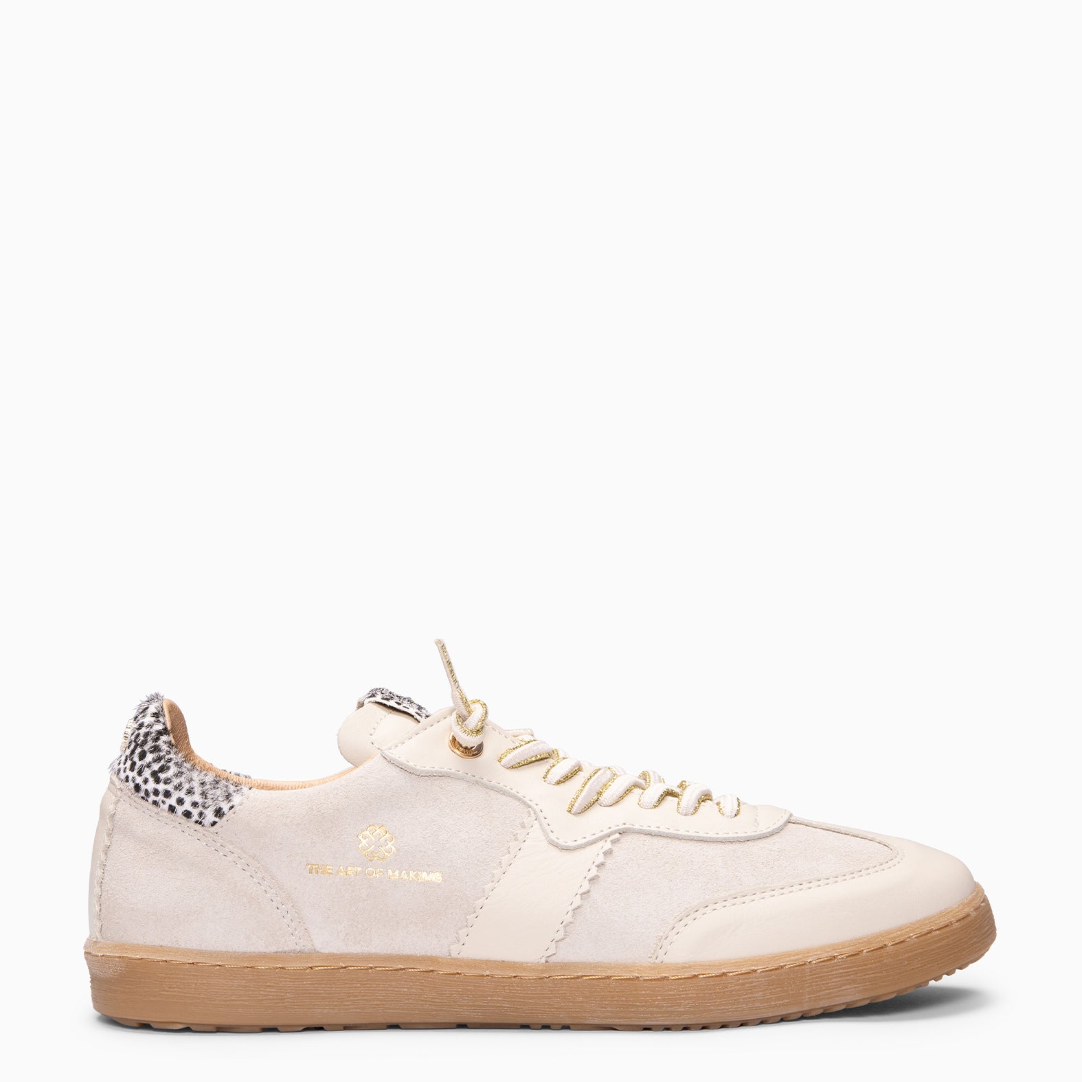 STÜDIO 01 - Baskets pour femme en cuir BEIGE et ANIMAL PRINT