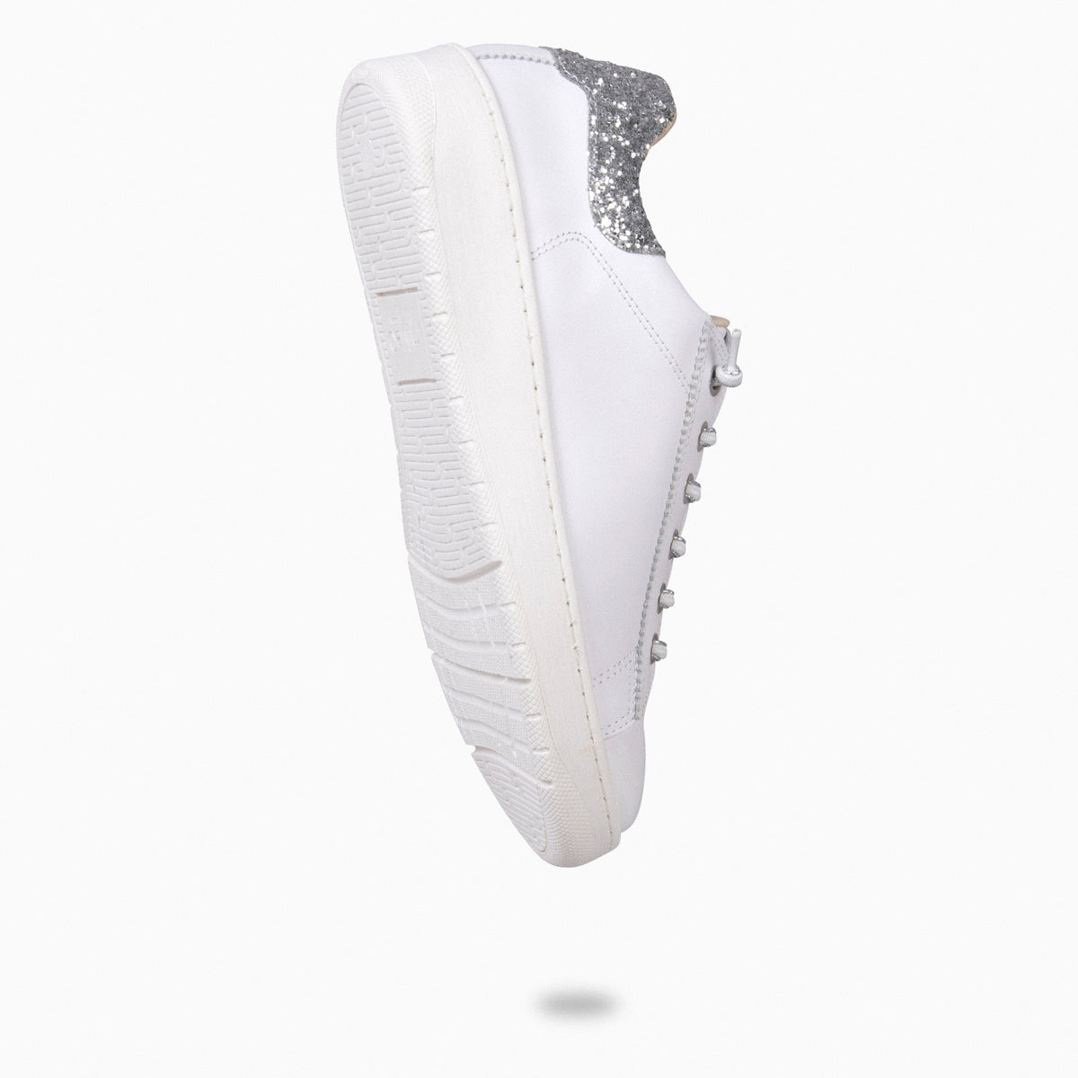 NANTES - WHITE & SILVER SNEAKER WITH ELASTIC LACES