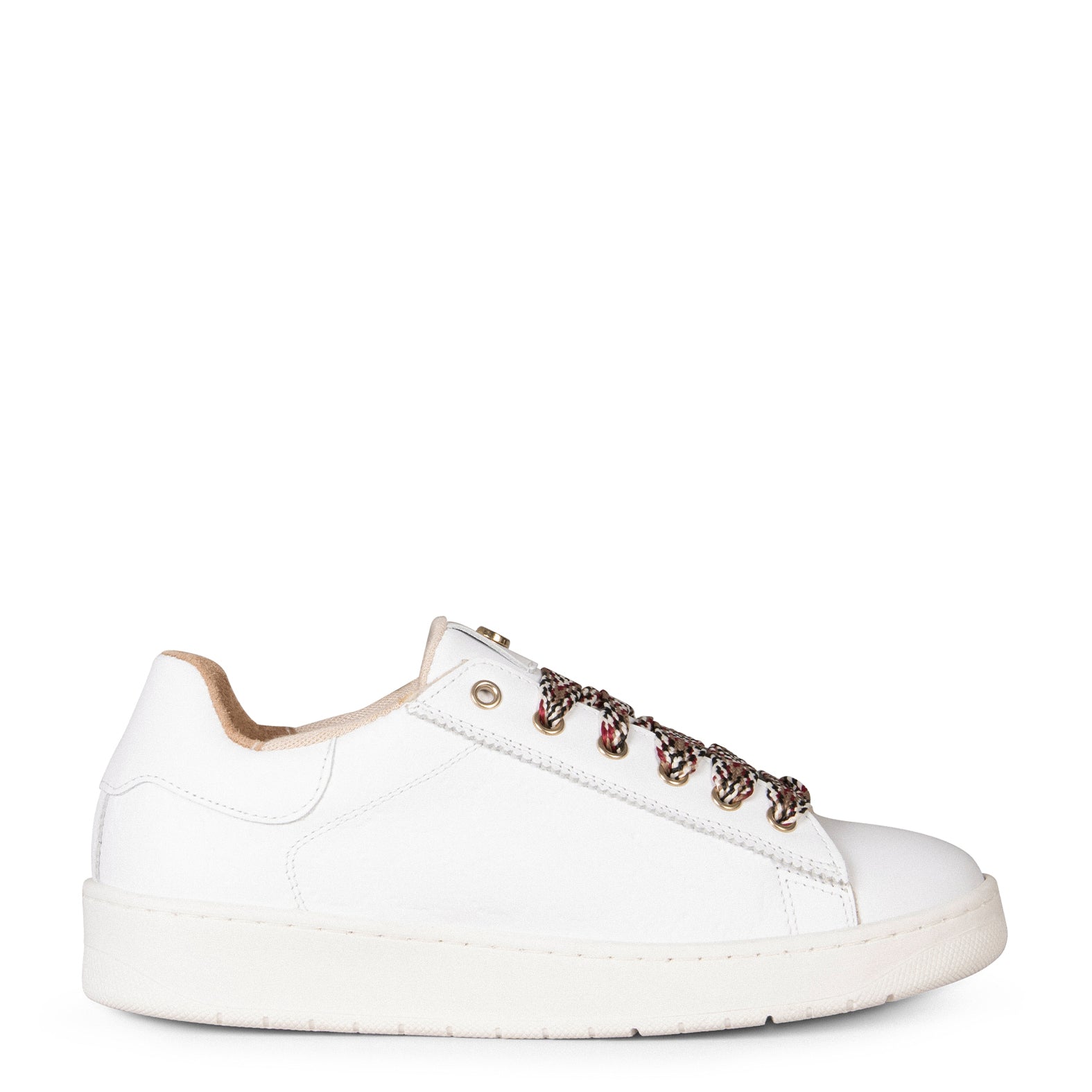 MARSELLA – WHITE SNEAKERS with taupe and white laces