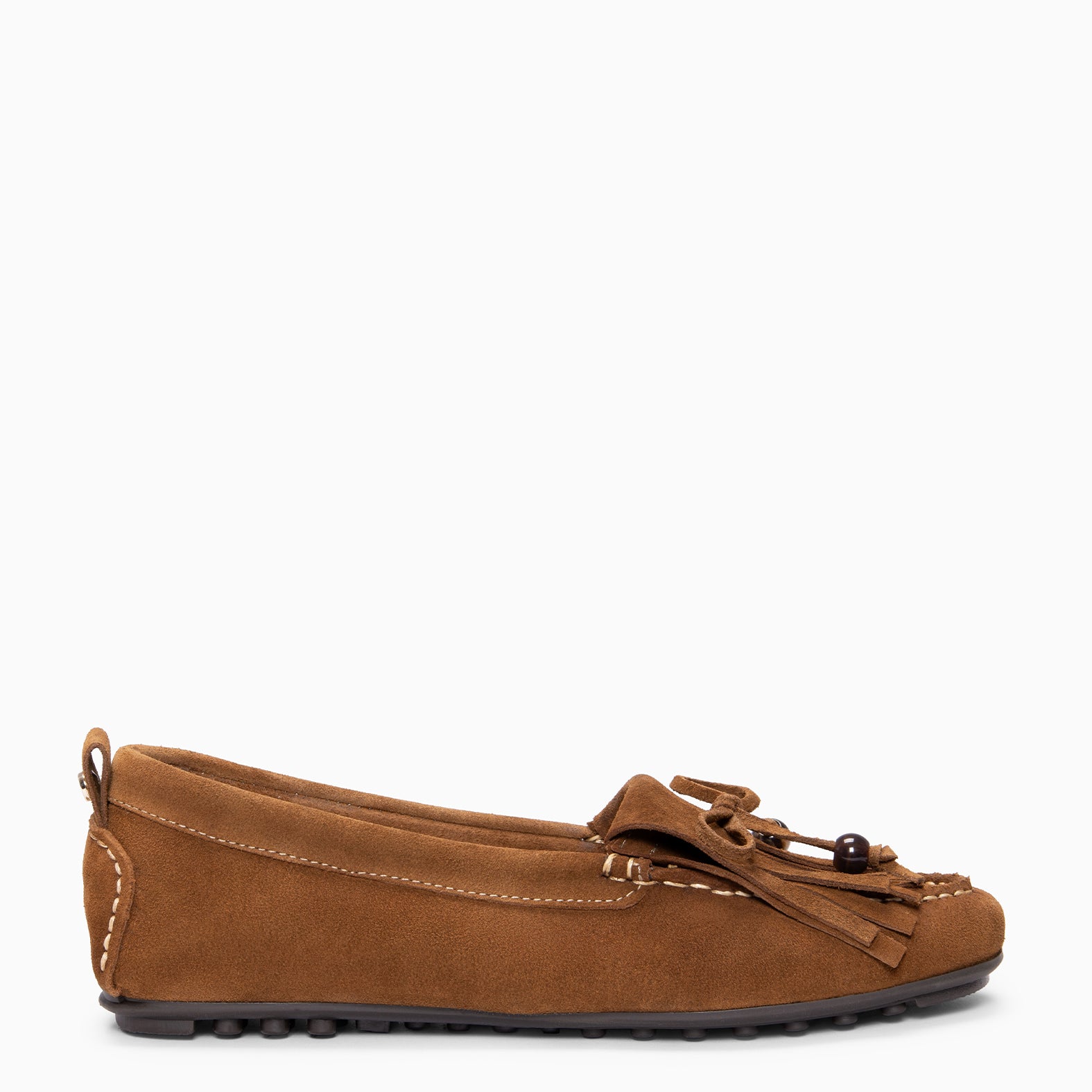 HABANA - Mocasines planos de ante con flecos y borlas CUERO