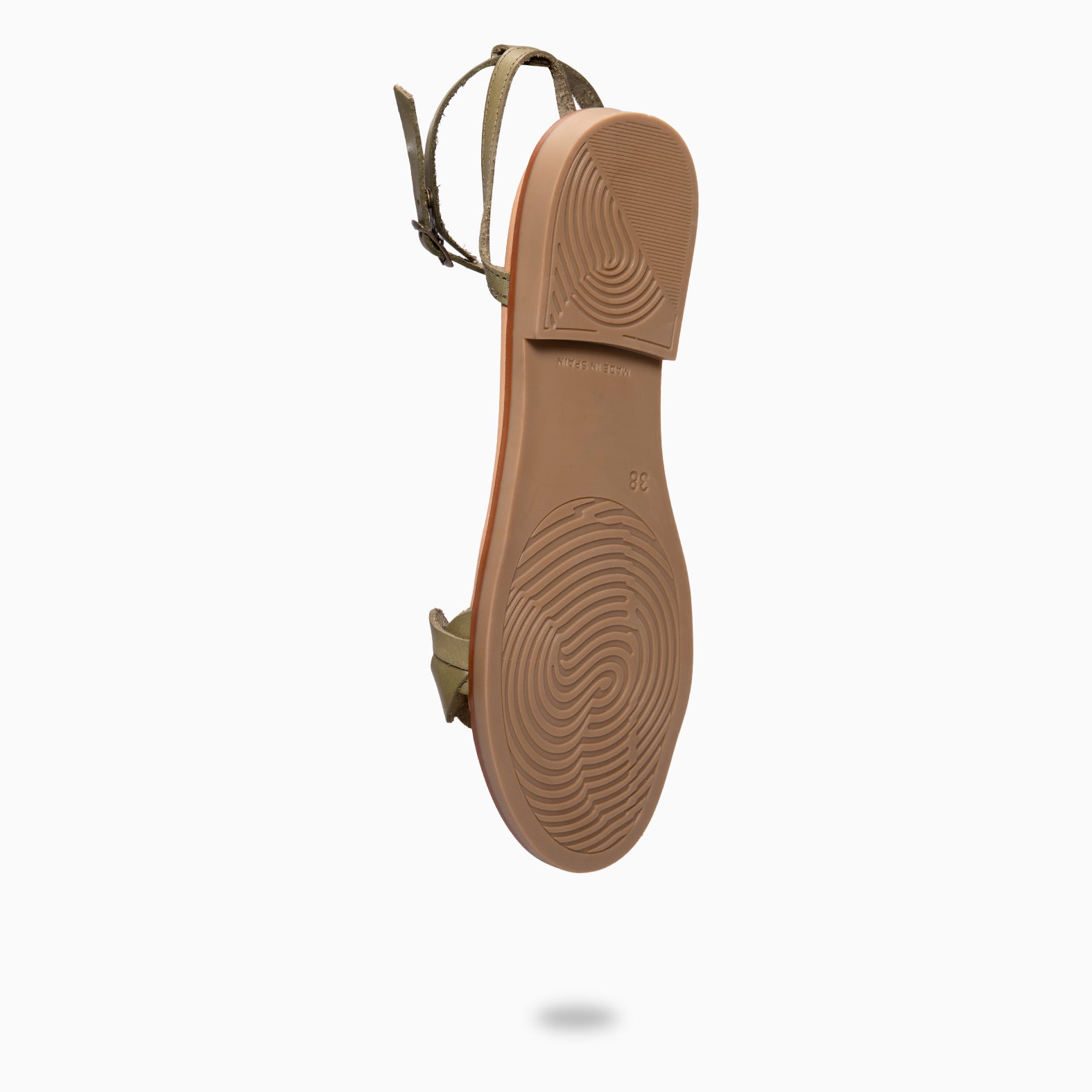 ARECA - Sandales Plates pour femme en cuir KAKI