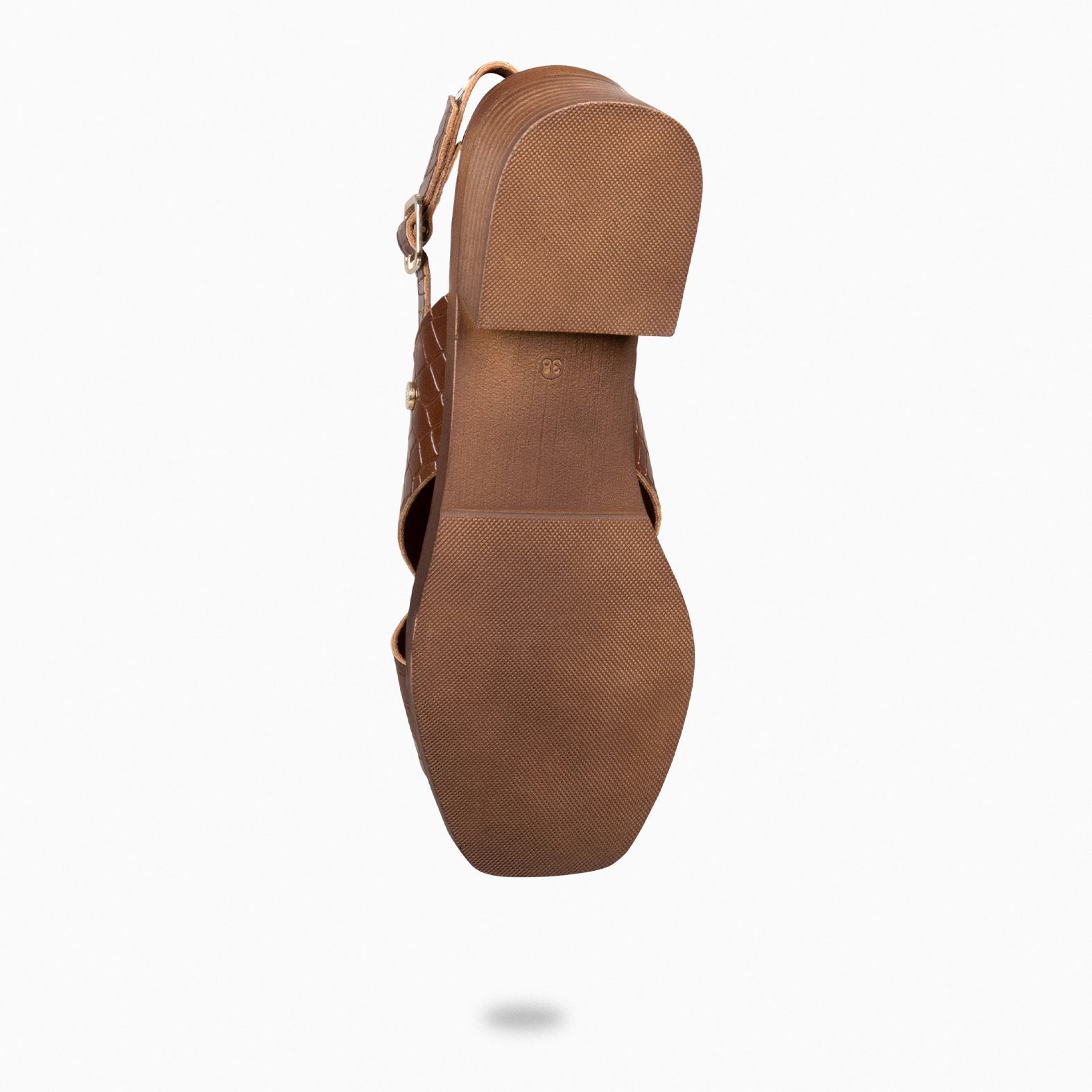 BETANIA - Sandalias planas de piel grabado coco MARRÓN - miMaO ®