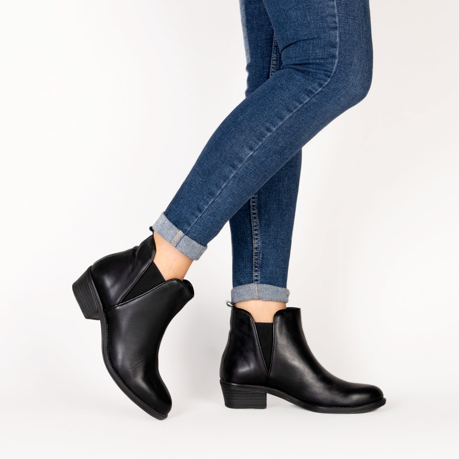 BASIC – Botines de tacón bajo NEGRO - miMaO ®