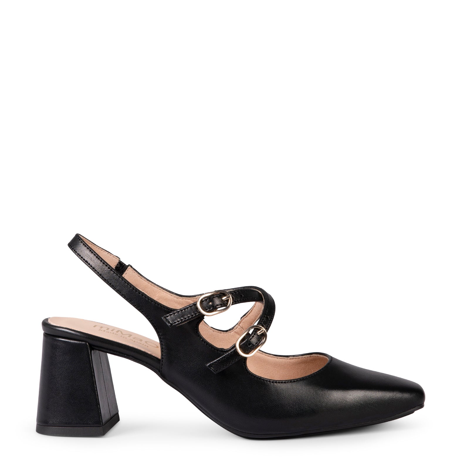 NAMIBIA - ZAPATOS DE MUJER DESTALONADOS DE TACÓN ANCHO NEGRO - miMaO ®