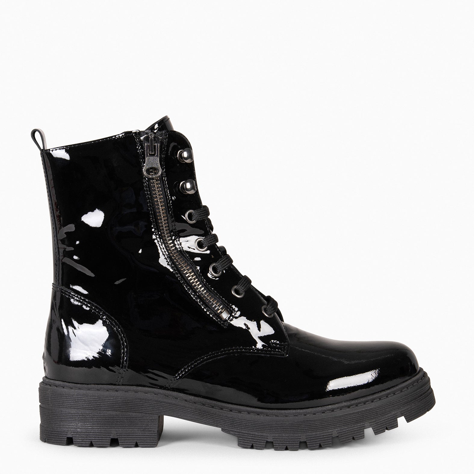 MILITAR – Botas militares de mujer NEGRO CHAROL - miMaO ®
