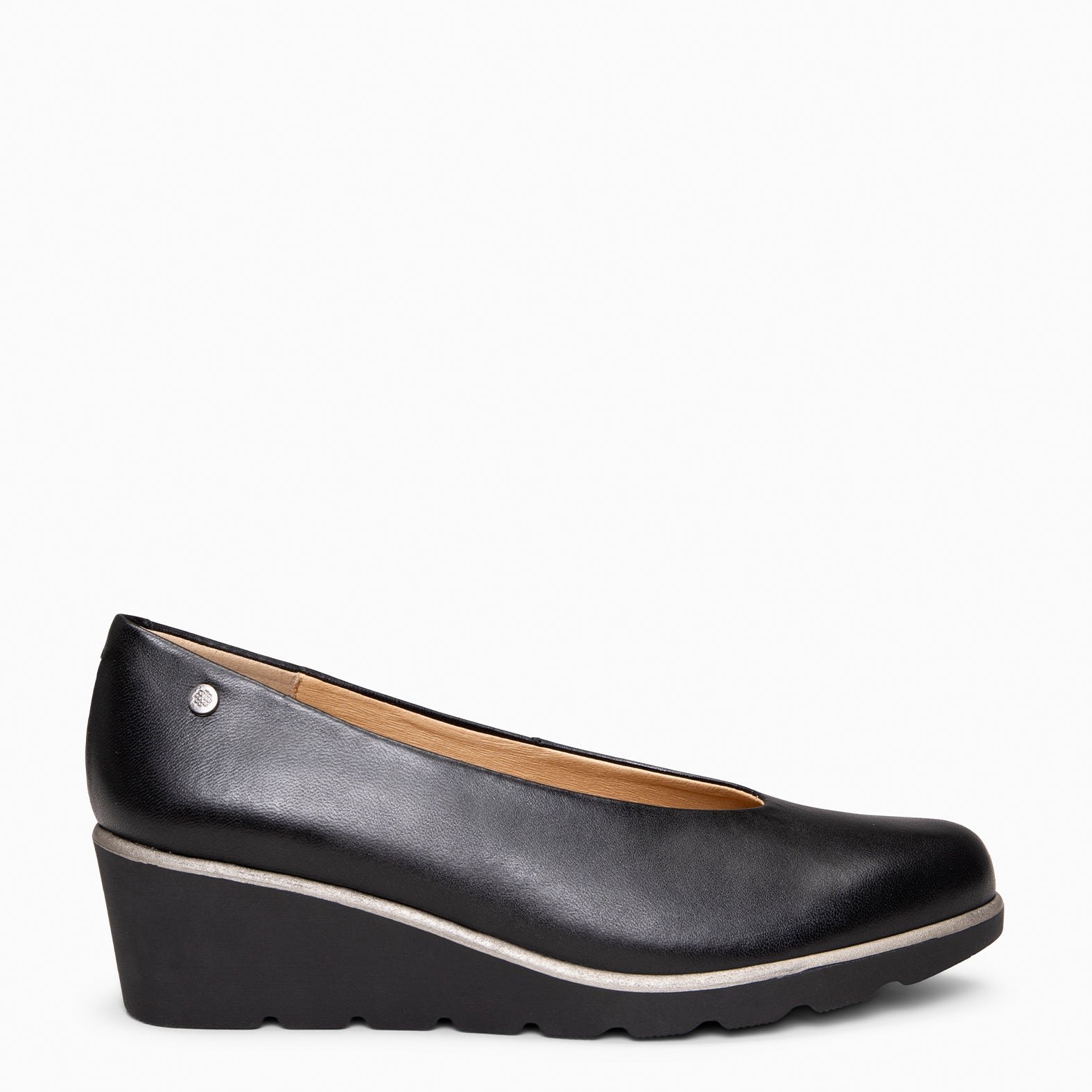 IRIS - BLACK wedge ballerina leather