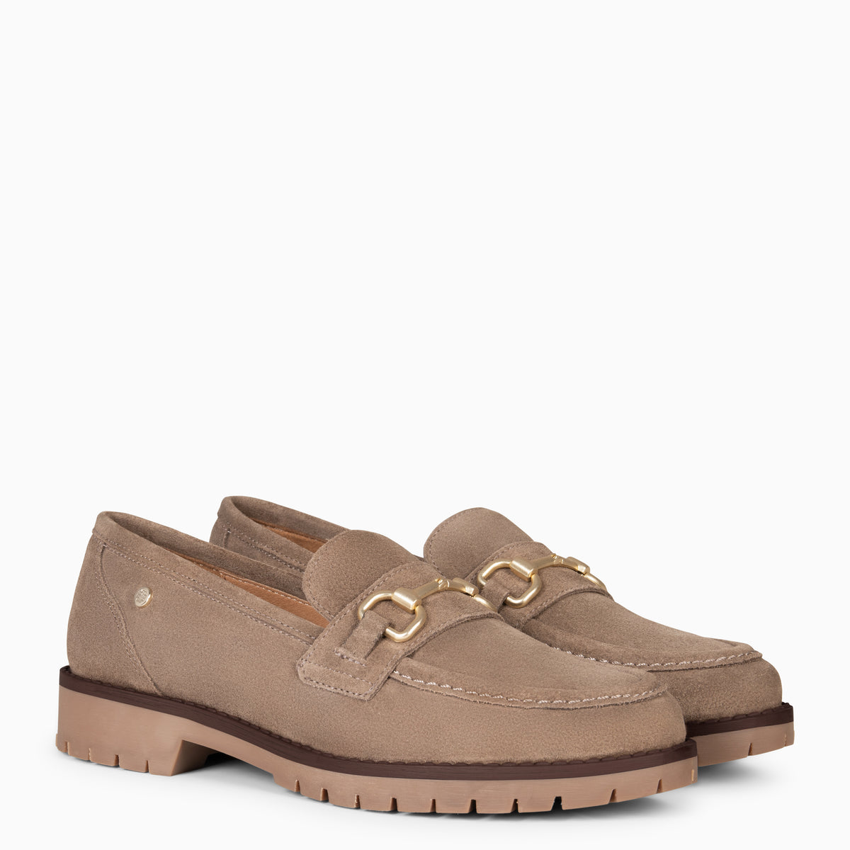 TREVILLA - Mocasín con aplique metálico TAUPE