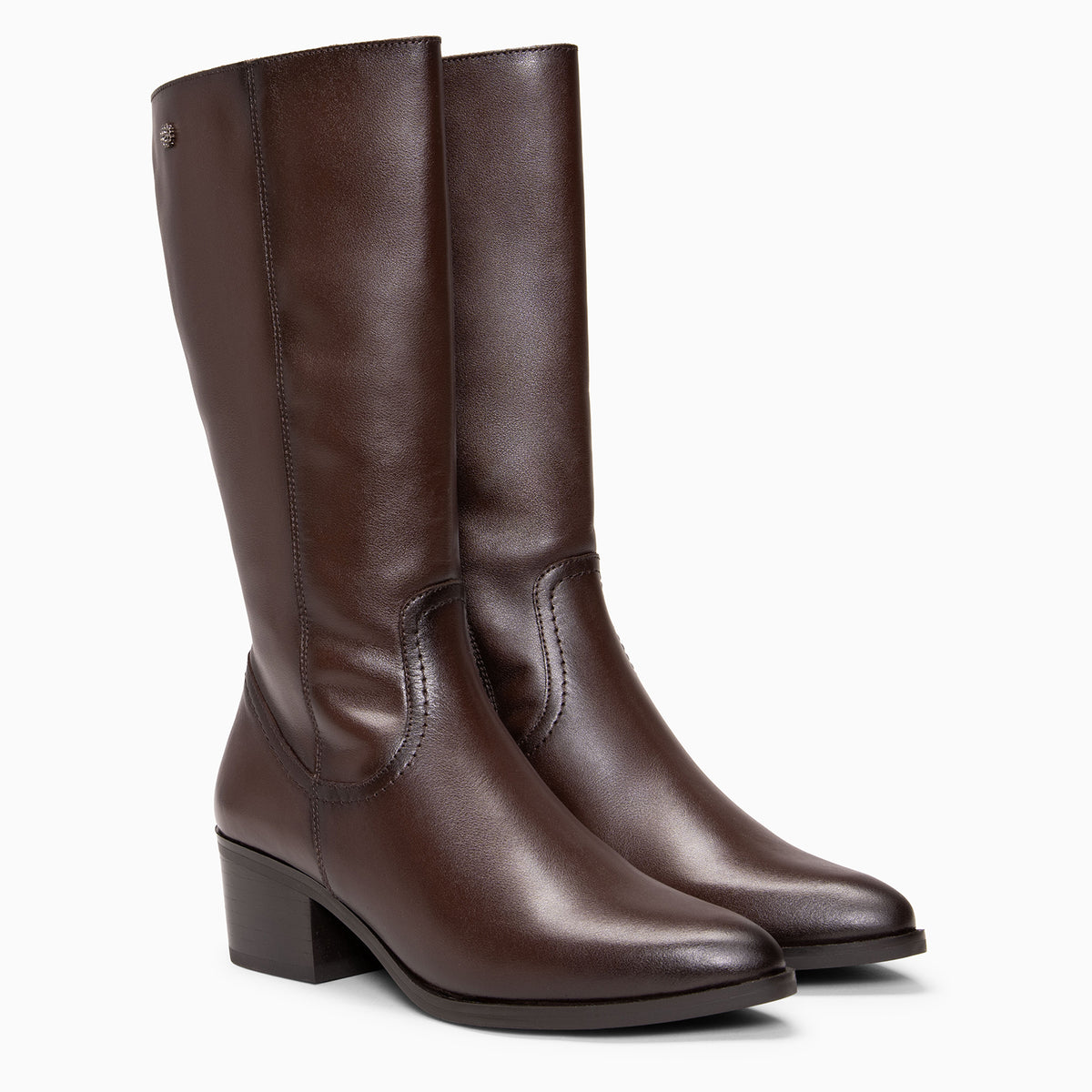 MARINA - BROWN Leather mid-calf boots