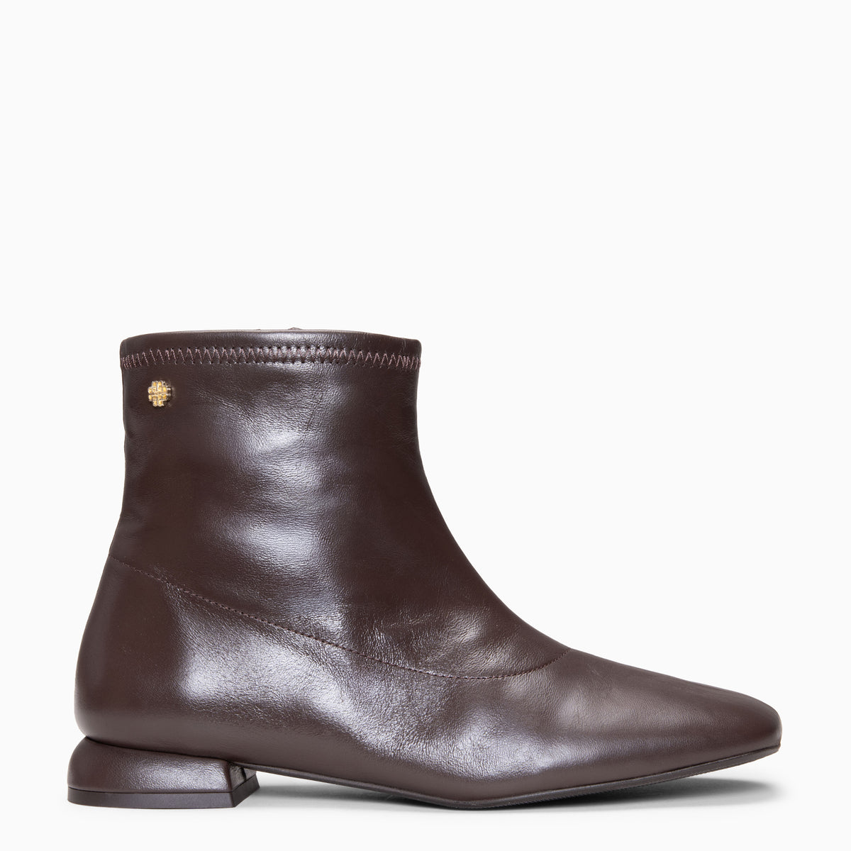 WENDY - Botines de piel con tacón bajo MARRON