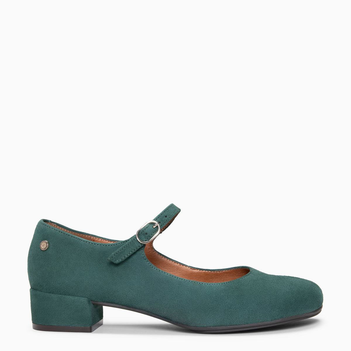 ACACIA - Mary Jane à petit talon pour pieds larges en daim VERT