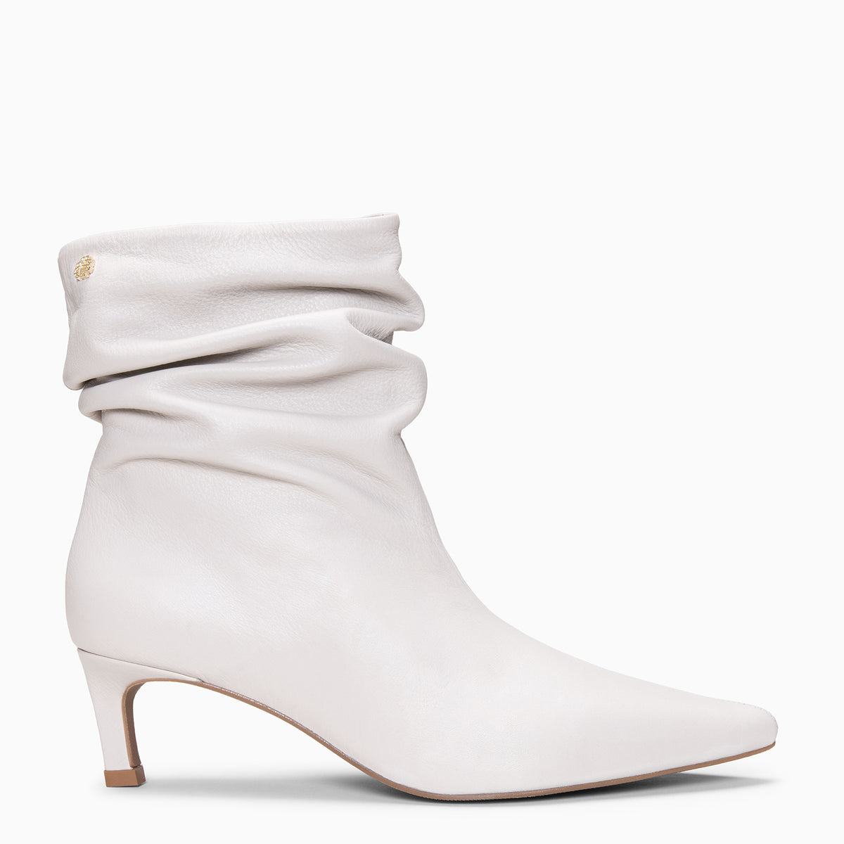 EMMA - Botines plisados de piel MARFIL
