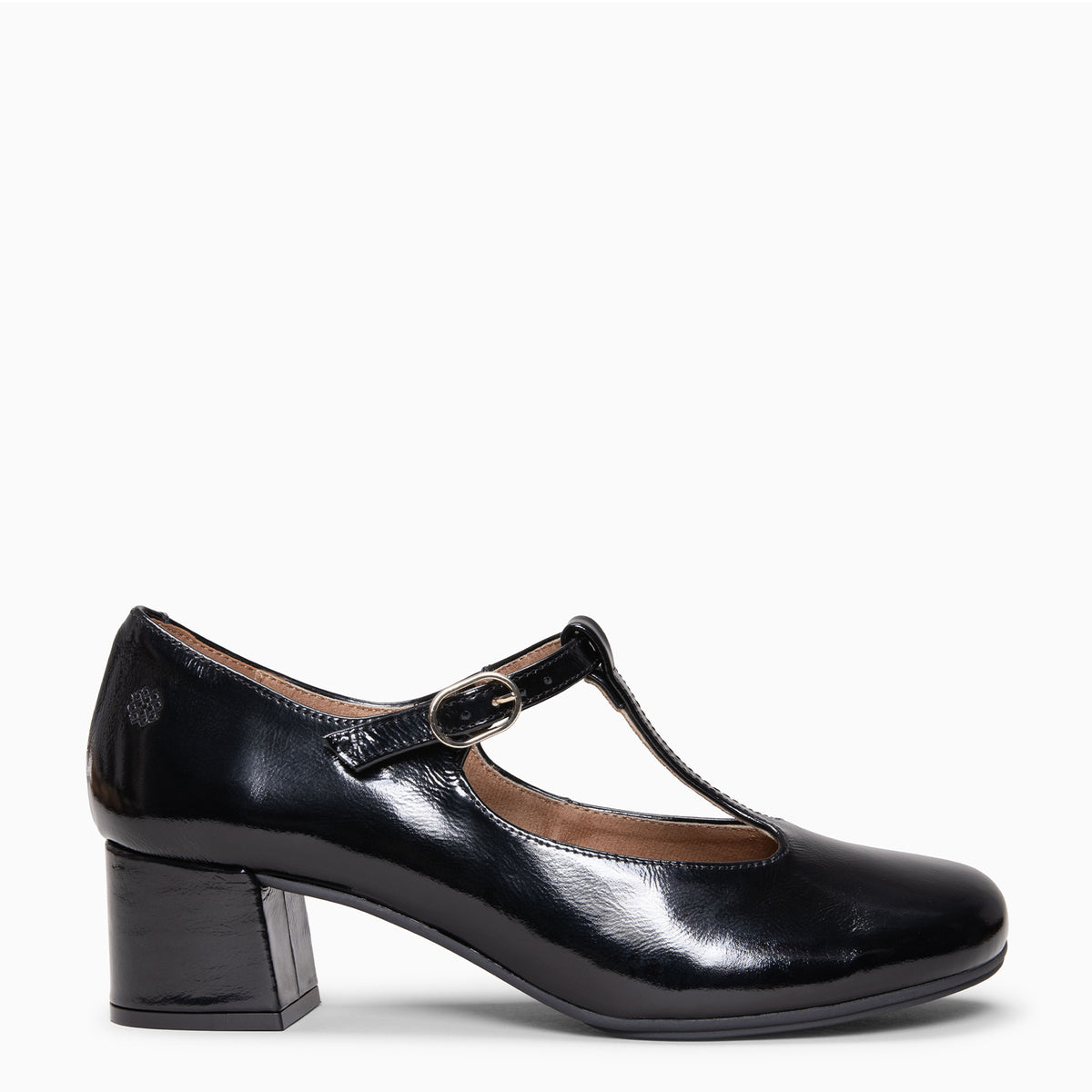 OLAYA - Merceditas de tacón Baresoft de piel de charol NEGRO