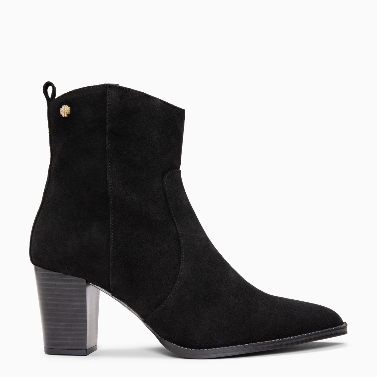 ALLEY - Botines cowboy de tacón de ante NEGRO
