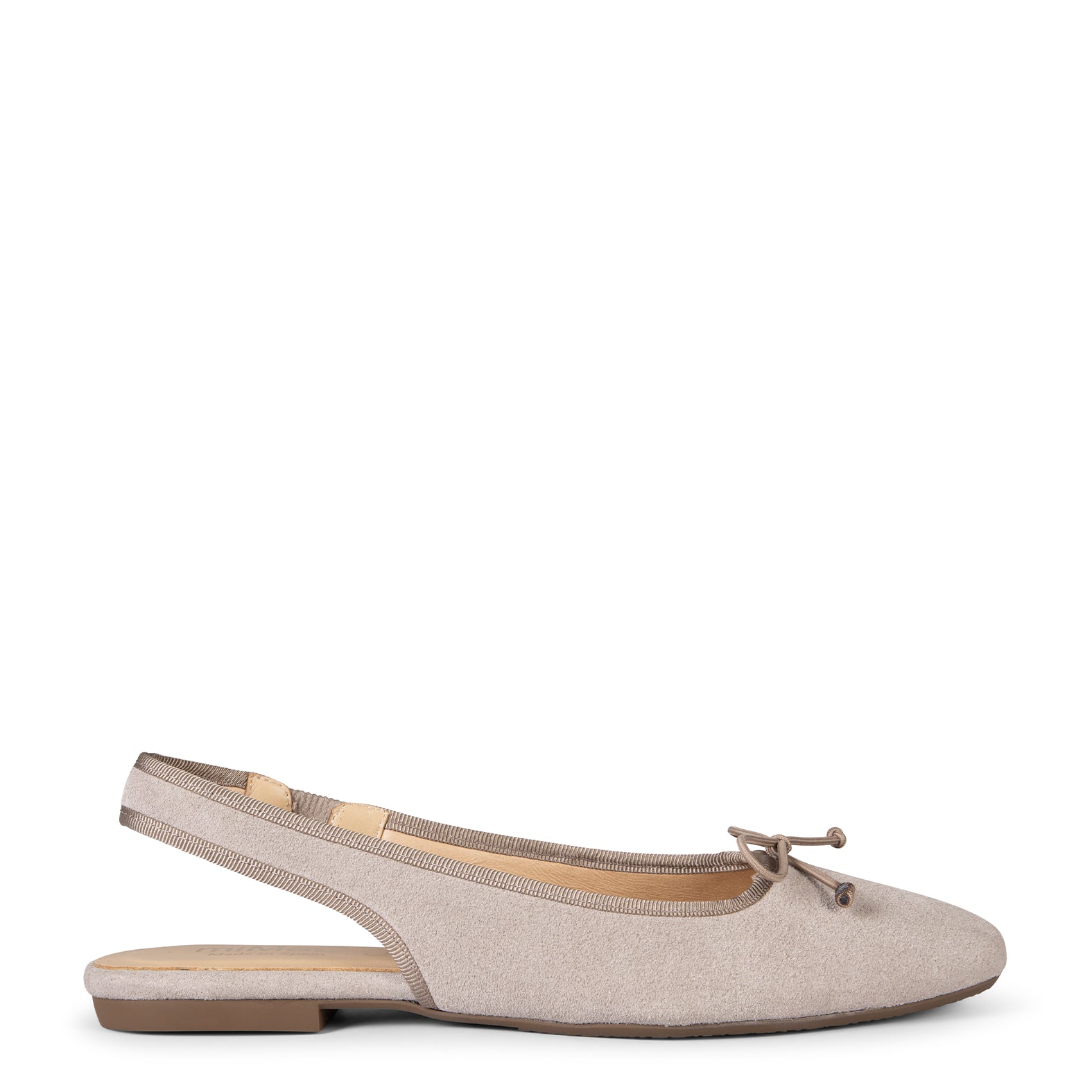 LUNA - BAILARINA DESTALONADA PLANA CON LAZO TAUPE - miMaO ®