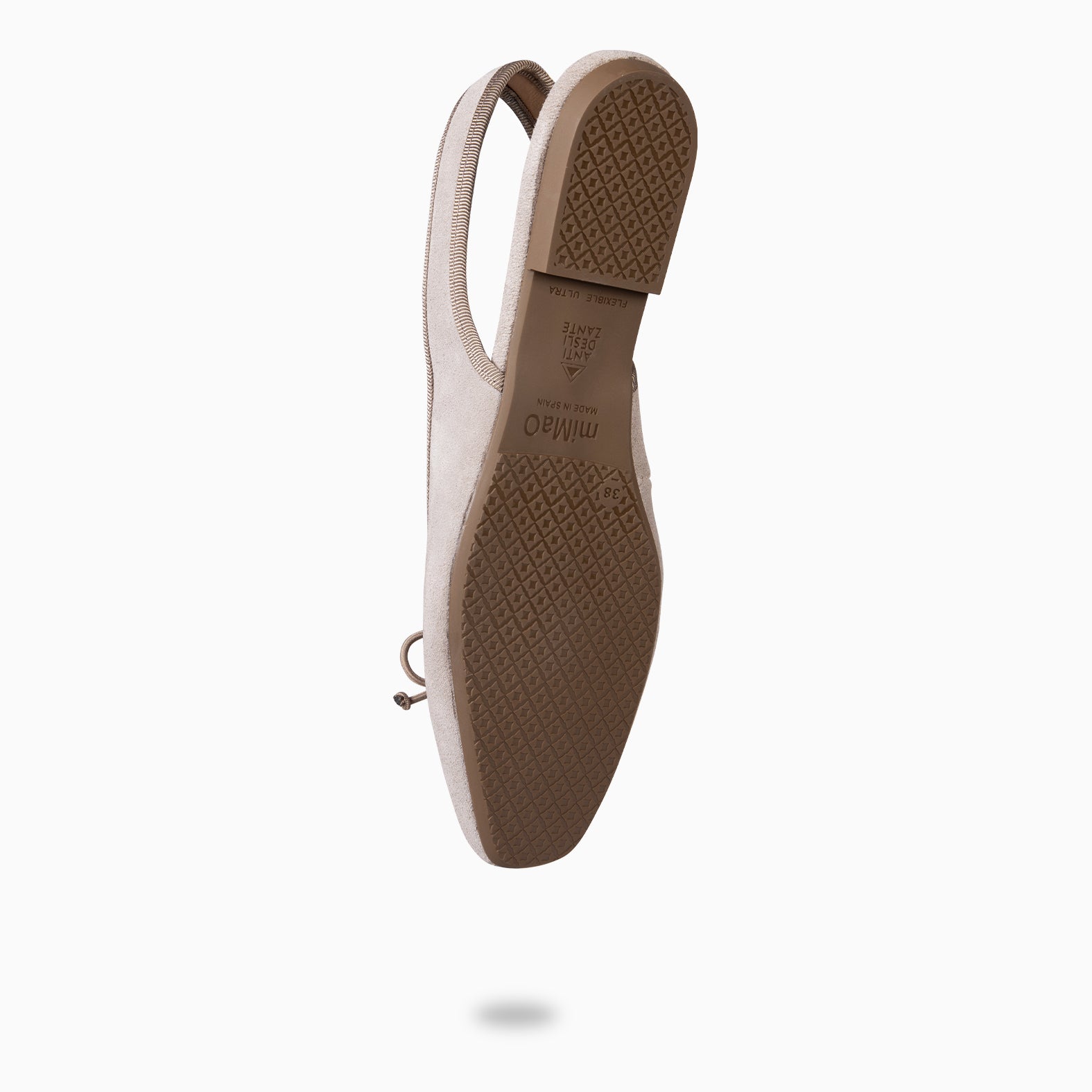 LUNA - BAILARINA DESTALONADA PLANA CON LAZO TAUPE - miMaO ®