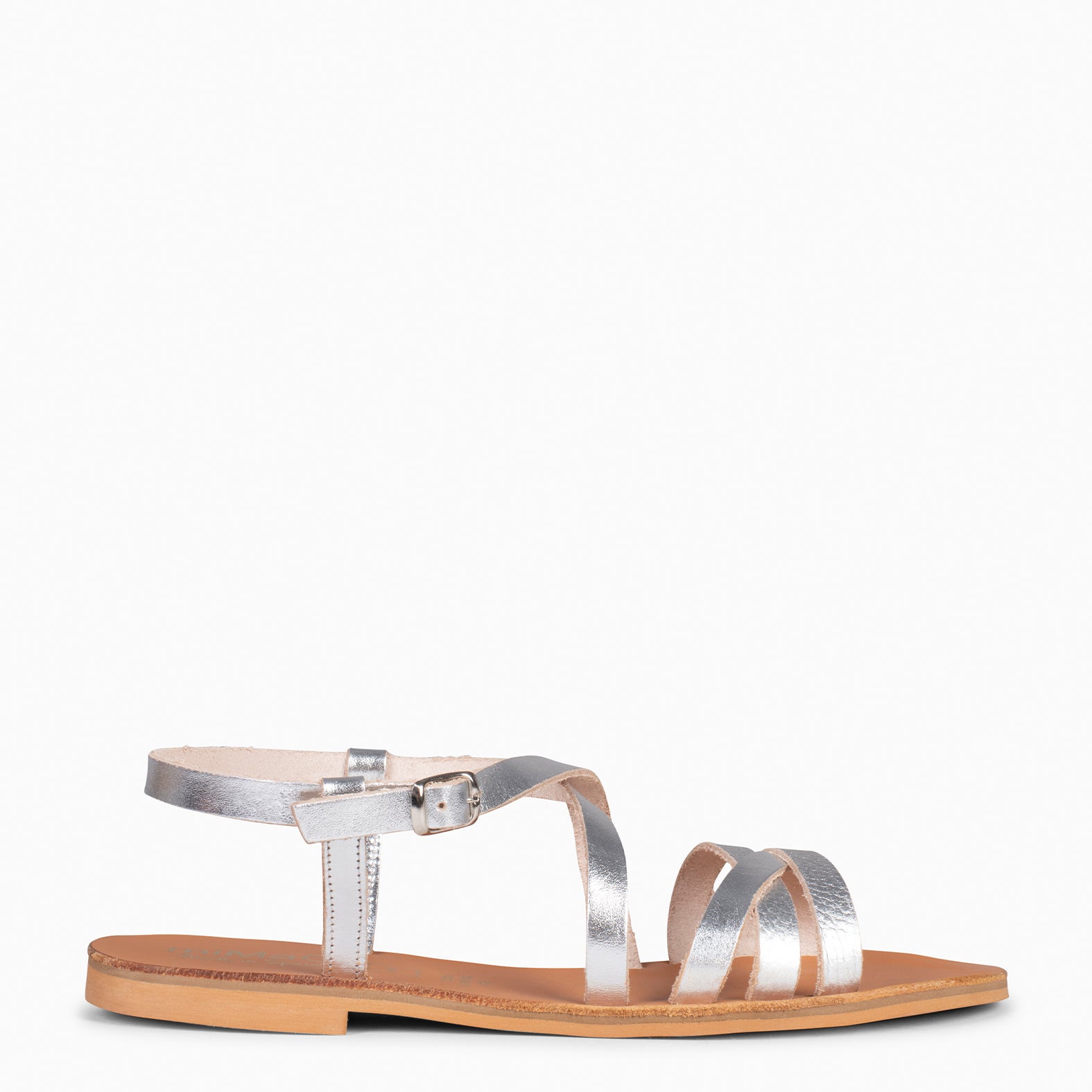IXORA - Sandalias planas de mujer con hebilla PLATA - miMaO ®
