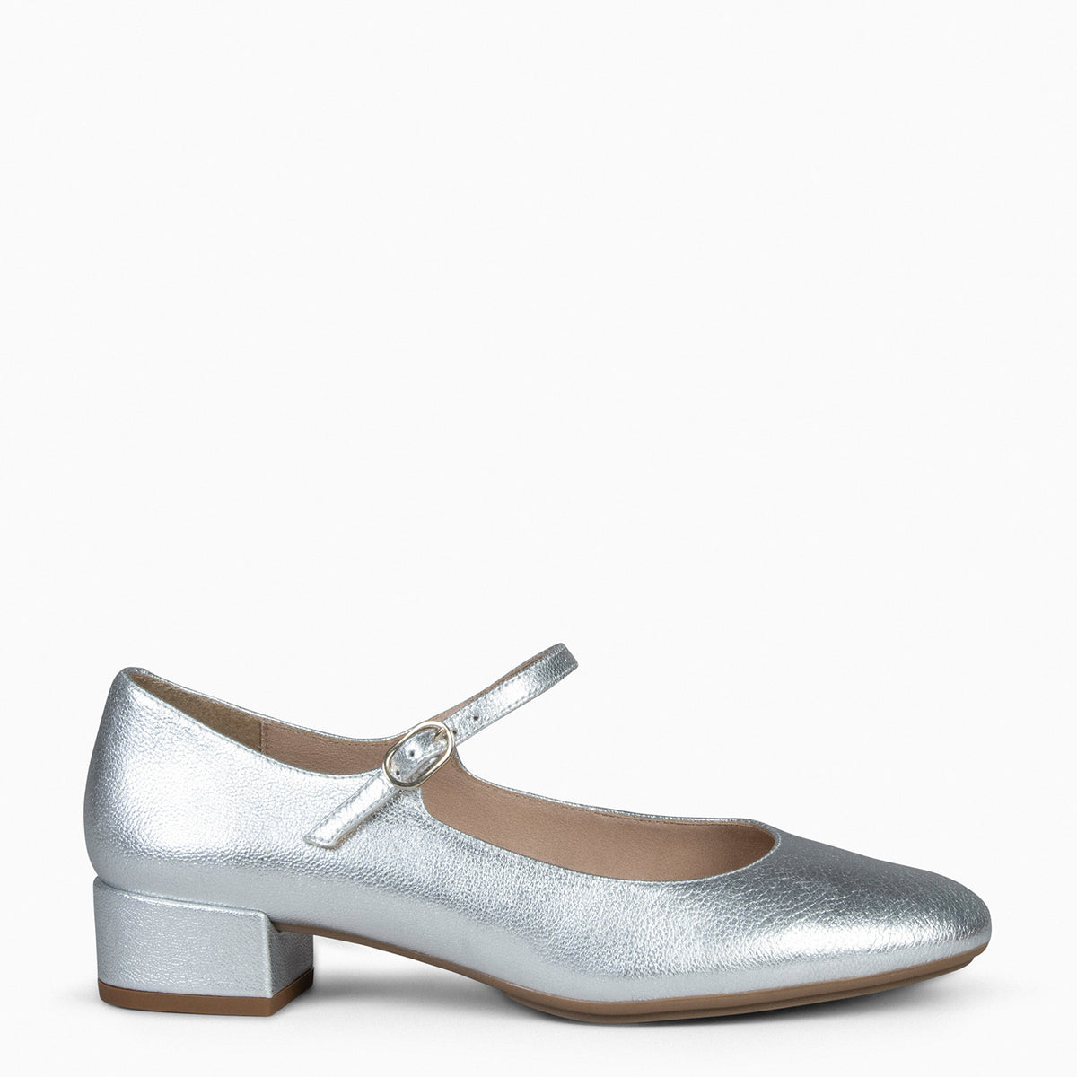 NORA – SILVER Mary-Janes with low heel